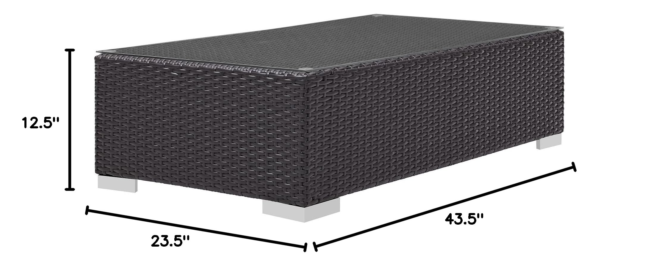 Modway Convene Wicker Rattan Outdoor Coffee Table - Espresso Brown Patio Furniture for Garden, Poolside & Backyard Decor