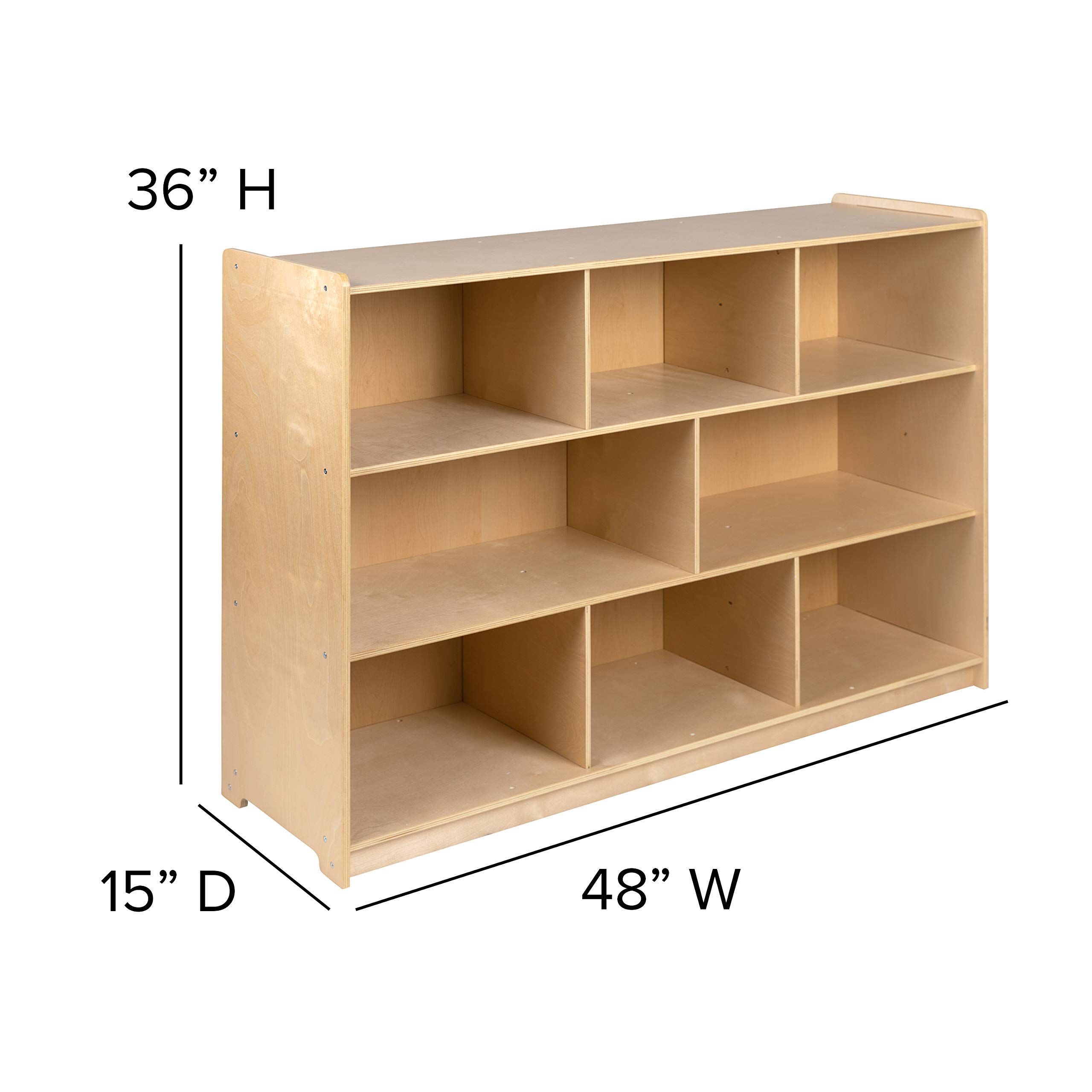 EMMA + OLIVER 8-Section Wooden Storage Cabinet for Classroom, Office, or Home - Organize Books, Supplies & Toys with Stylish School Furniture (Natural Finish)