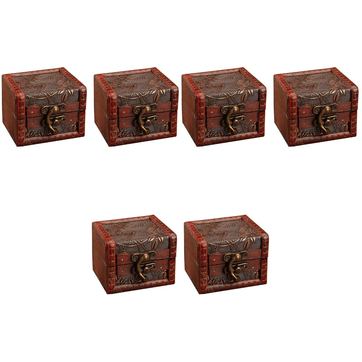 GANAZONO 6-Piece Vintage Wooden Jewelry Box Set - European Style Trinket Storage for Necklaces, Earrings, Rings | Home Decor, Jewelry Display & Organizer | Perfect for Bedroom, Dresser, Vanity & Gift Giving