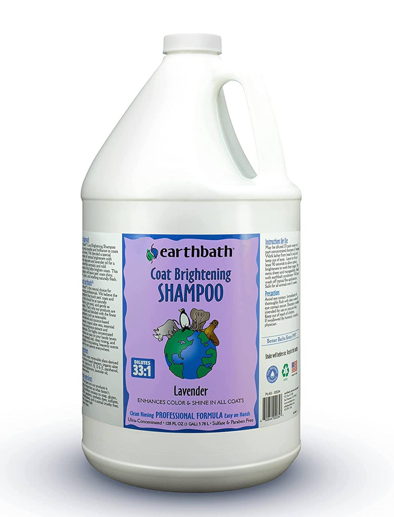 Earthbath Light Color Coat Brightener Shampoo for Dogs & Cats - Enhances & Brightens Fur (16oz/1 Gallon) - Gentle Whitening Formula for Show Grooming & Daily Baths