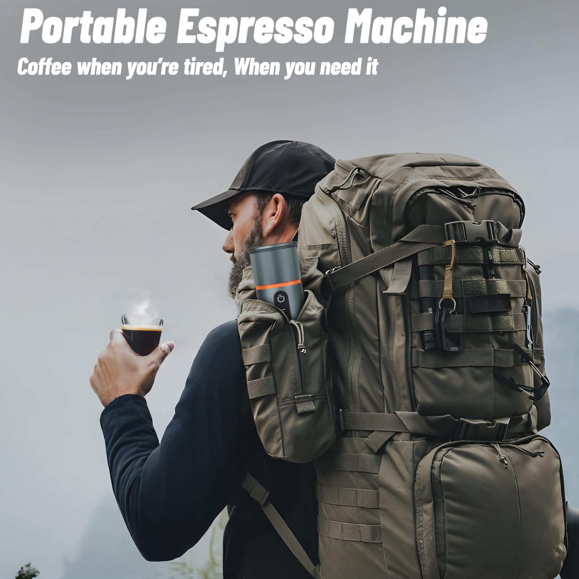 Portable Electric Espresso Coffee Maker - 12V Mini Travel Espresso Machine, Compatible with Nespresso Capsules - Perfect for Car, Hiking, Camping & Office Use