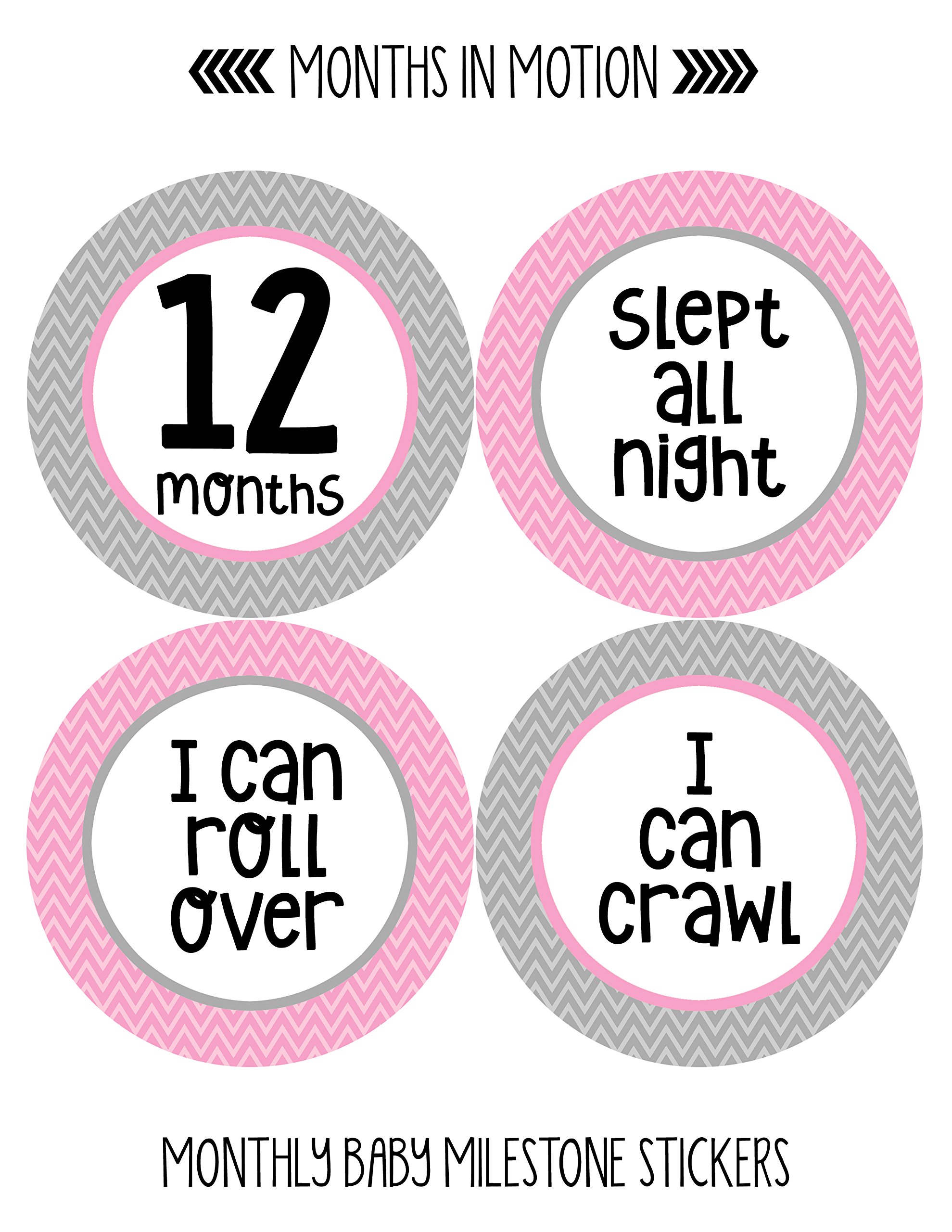 Baby Monthly Milestone Stickers for Newborn Girls - Set of 20 Adhesive Photo Props - Perfect for Baby's First Year, Monthly Photos, Scrapbooking & Nursery Decor