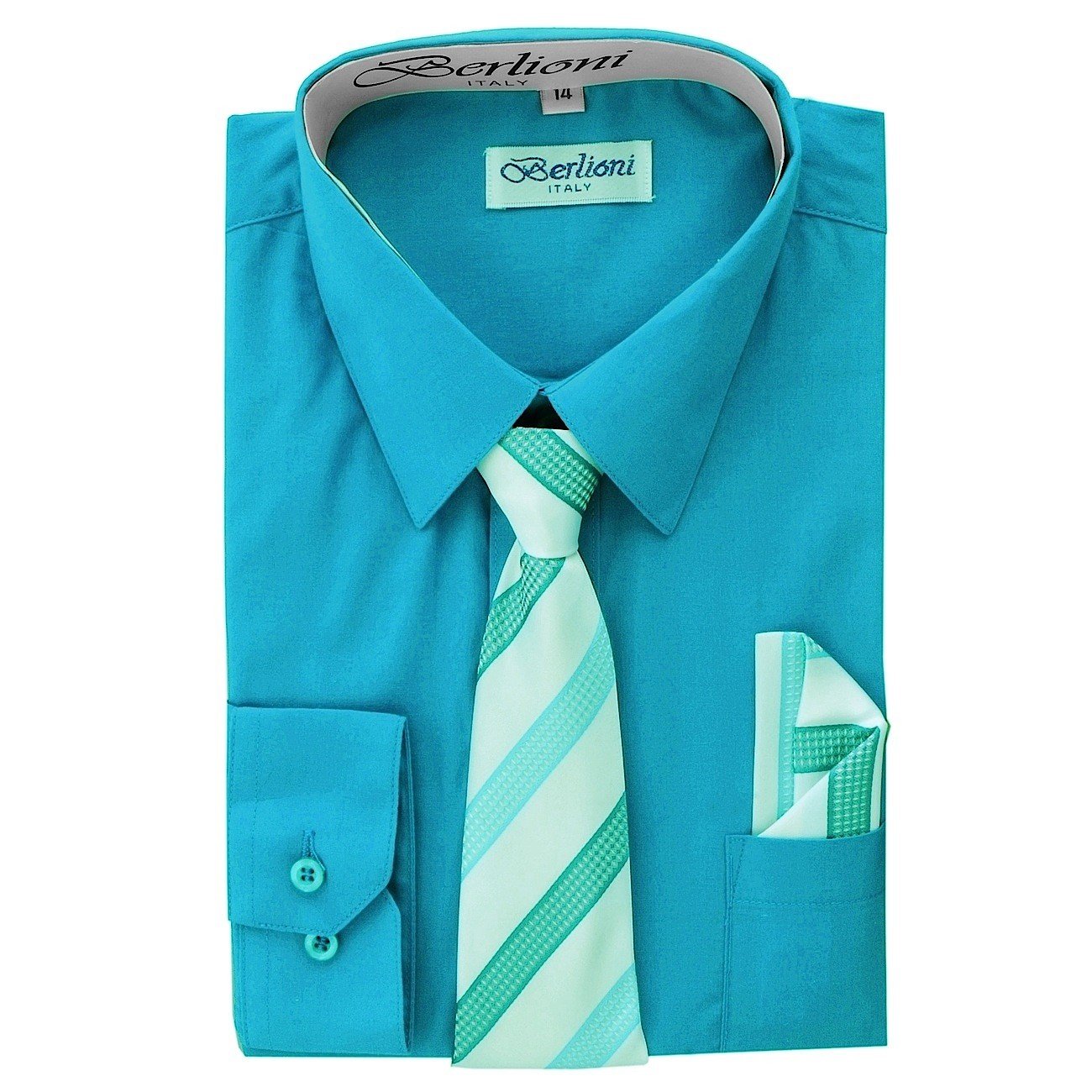 Boys' Formal Dress Shirt with Necktie & Pocket Square Set - Perfect for Weddings, School Photos & Special Occasions