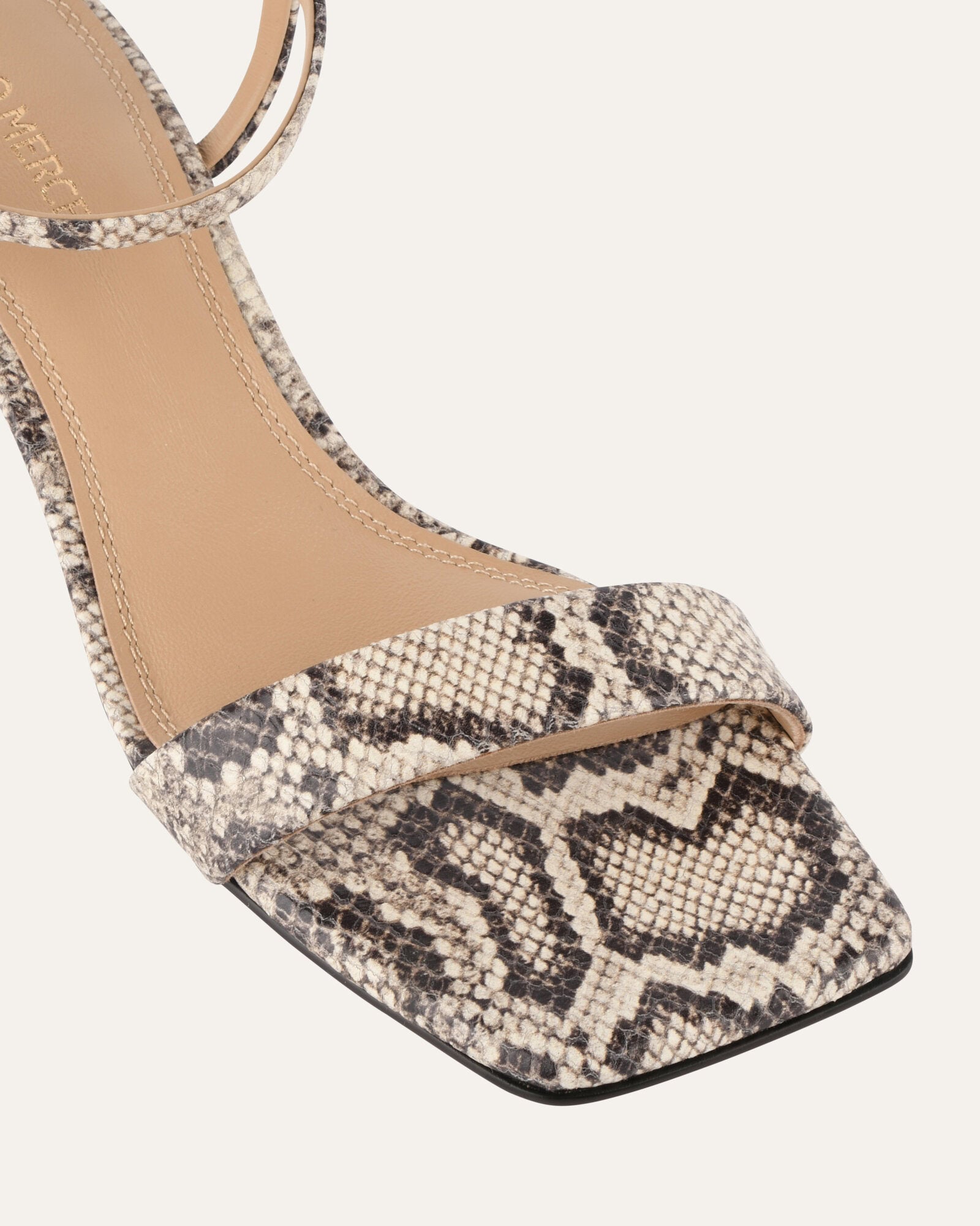 HELEN Mid-Heel Sandals - Natural Snake Print Leather Women's Shoes for Summer, Beach & Casual Outfits