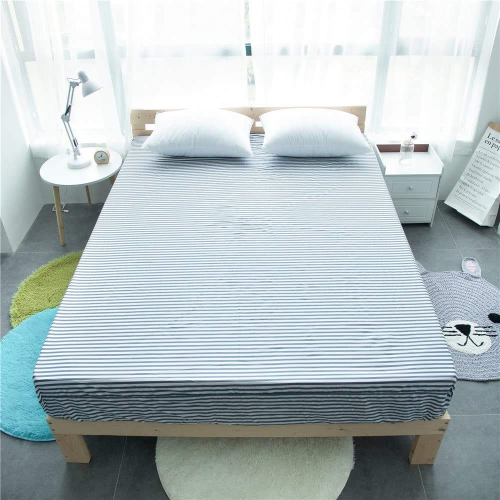 100% Soft Cotton Fitted Sheet Queen Size - Deep Pocket Gingham Striped Cooling Bed Sheet - Extra Soft Wrinkle Free Bedding Collection - Perfect for Guest Rooms, Master Bedrooms & Dorm Rooms
