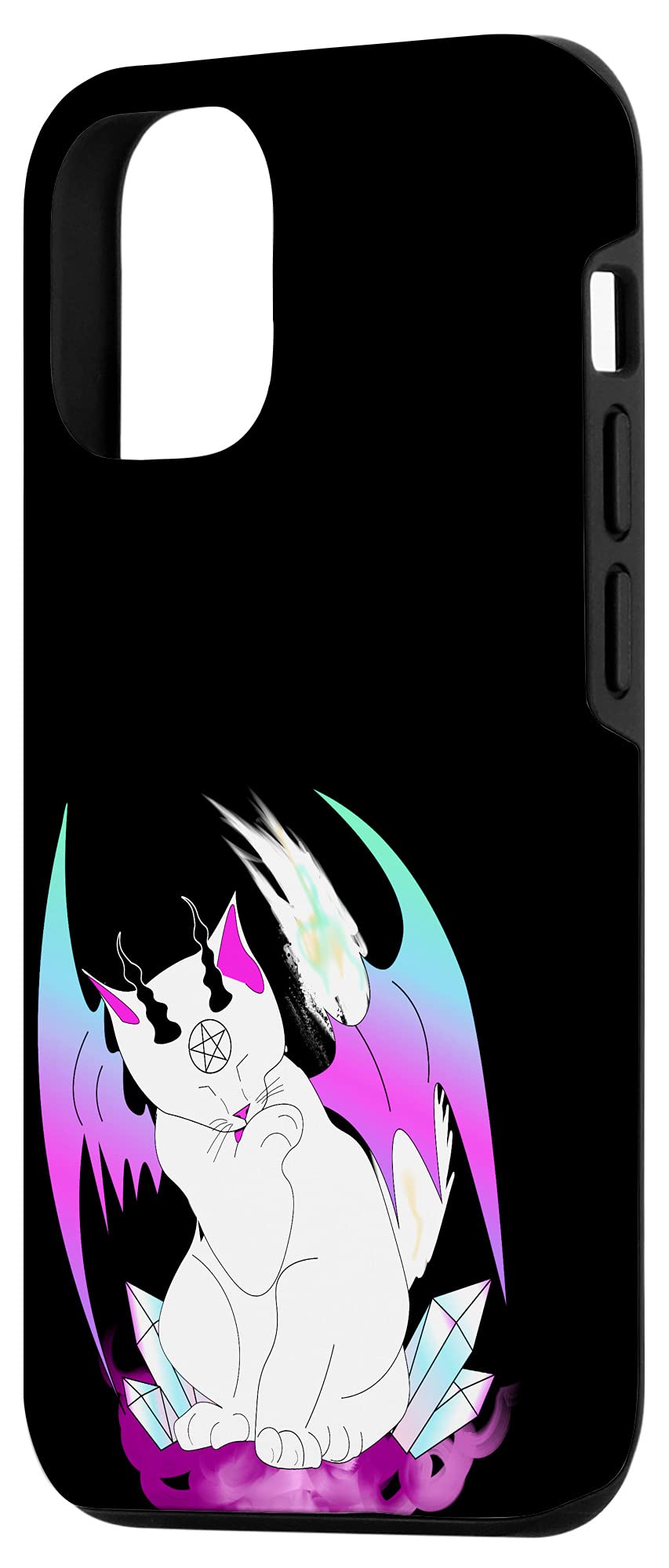 Cute Kawaii Pastel Goth Demon Kitty Case for iPhone 12/12 Pro - Trendy Witchy Cat Phone Cover for Girls & Teens - Perfect for Halloween, Cosplay & Gothic Fashion Accessories
