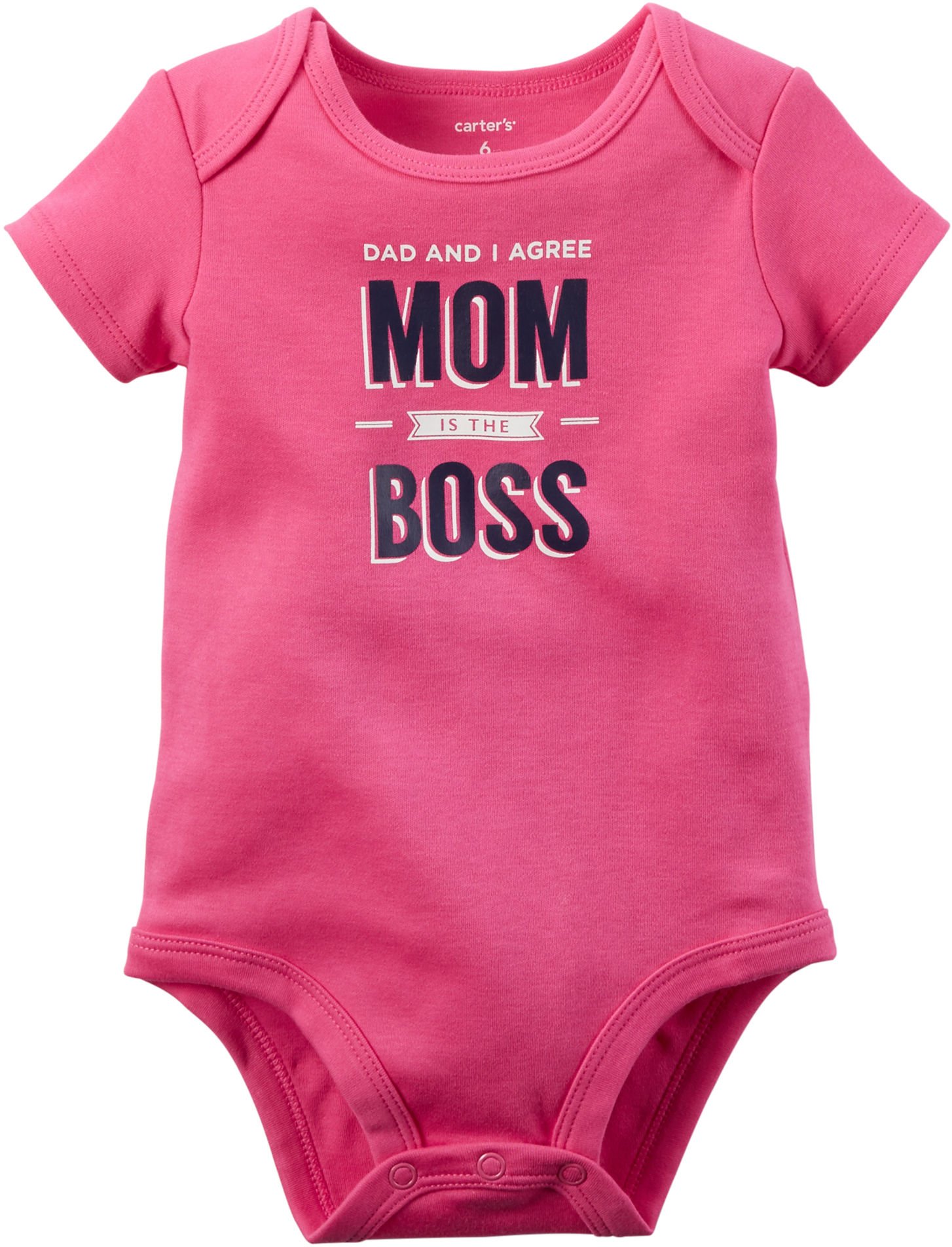 Carter's Baby Girl Outfit - Pink 'Mom's The Boss' Bodysuit 6 Months | Soft & Comfortable Infant Clothes for Everyday Wear & Photo Shoots
