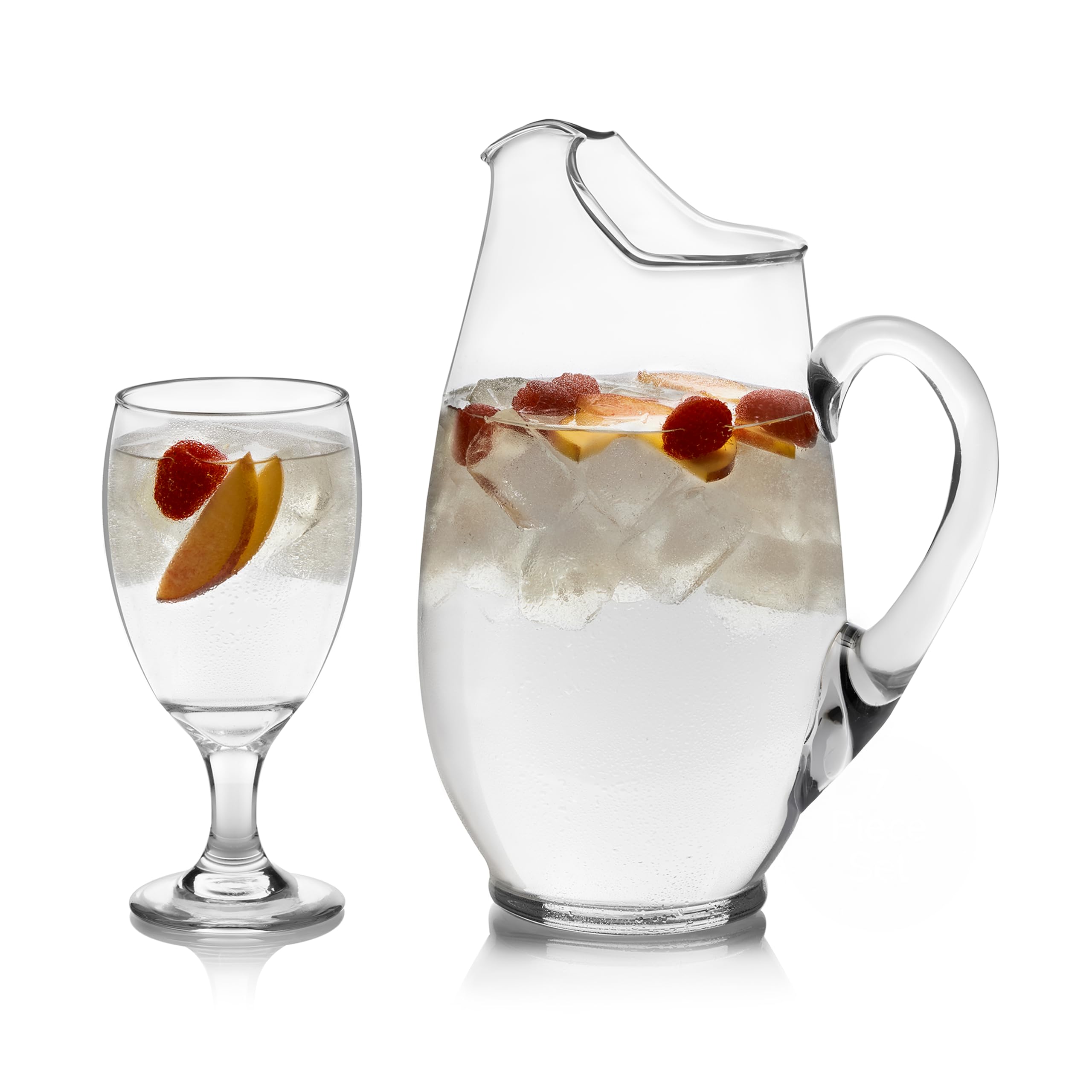 Libbey Carolina 6-Piece Glass Goblet Set with Large Pitcher - Clear Elegant Water Goblets & Modern Lemonade Jar for Parties, Weddings & Casual Gatherings - Perfect for Entertaining, Home Decor & Hosting Guests