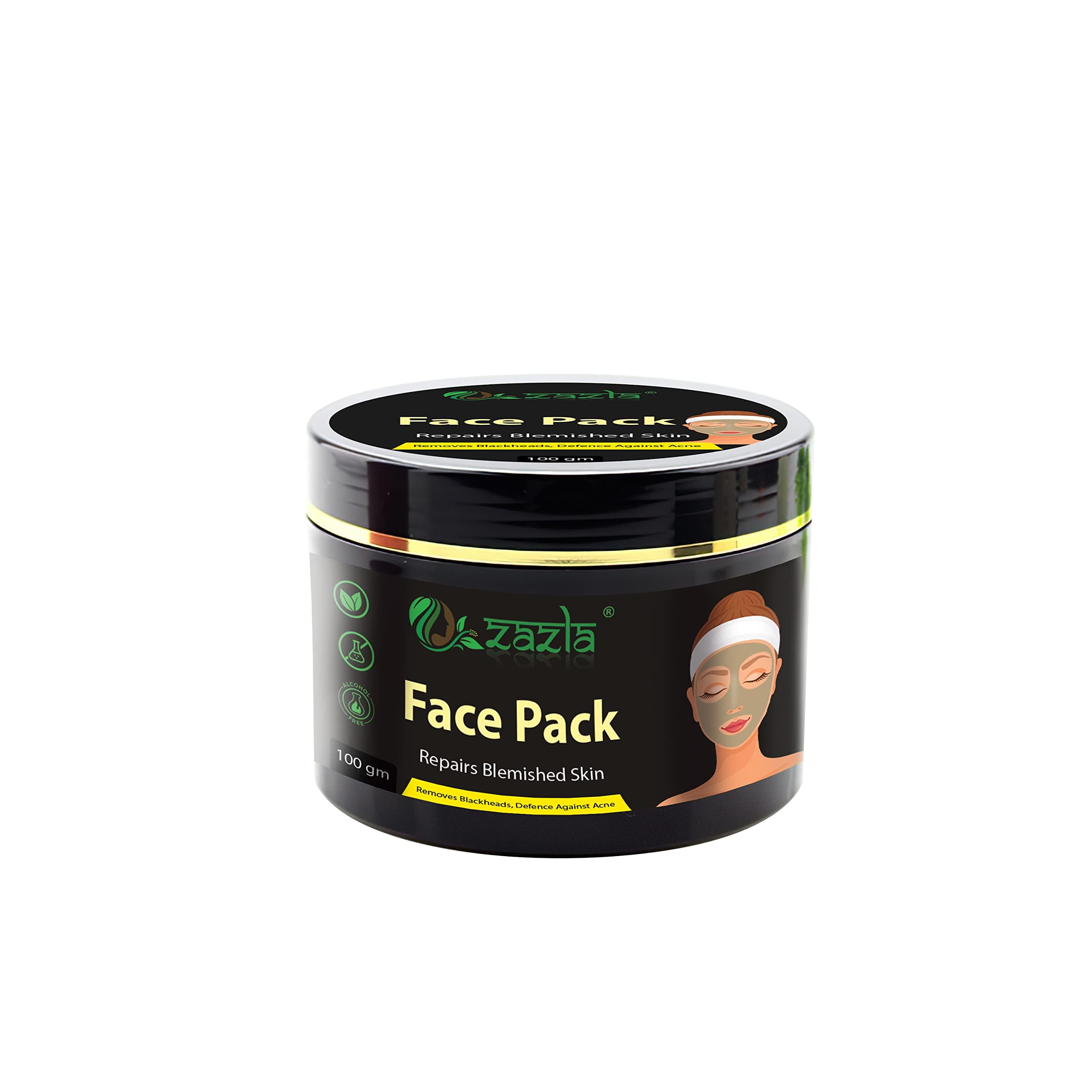 Zazla Aloe Vera Face Pack for Hydration & Glowing Skin - Soothes Acne, Sunburn, Bug Bites & Rashes | Non-Sticky Formula for Face & Hair Care | 100gm | Perfect for Post-Sun Care, Daily Skincare & Sensitive Skin Relief