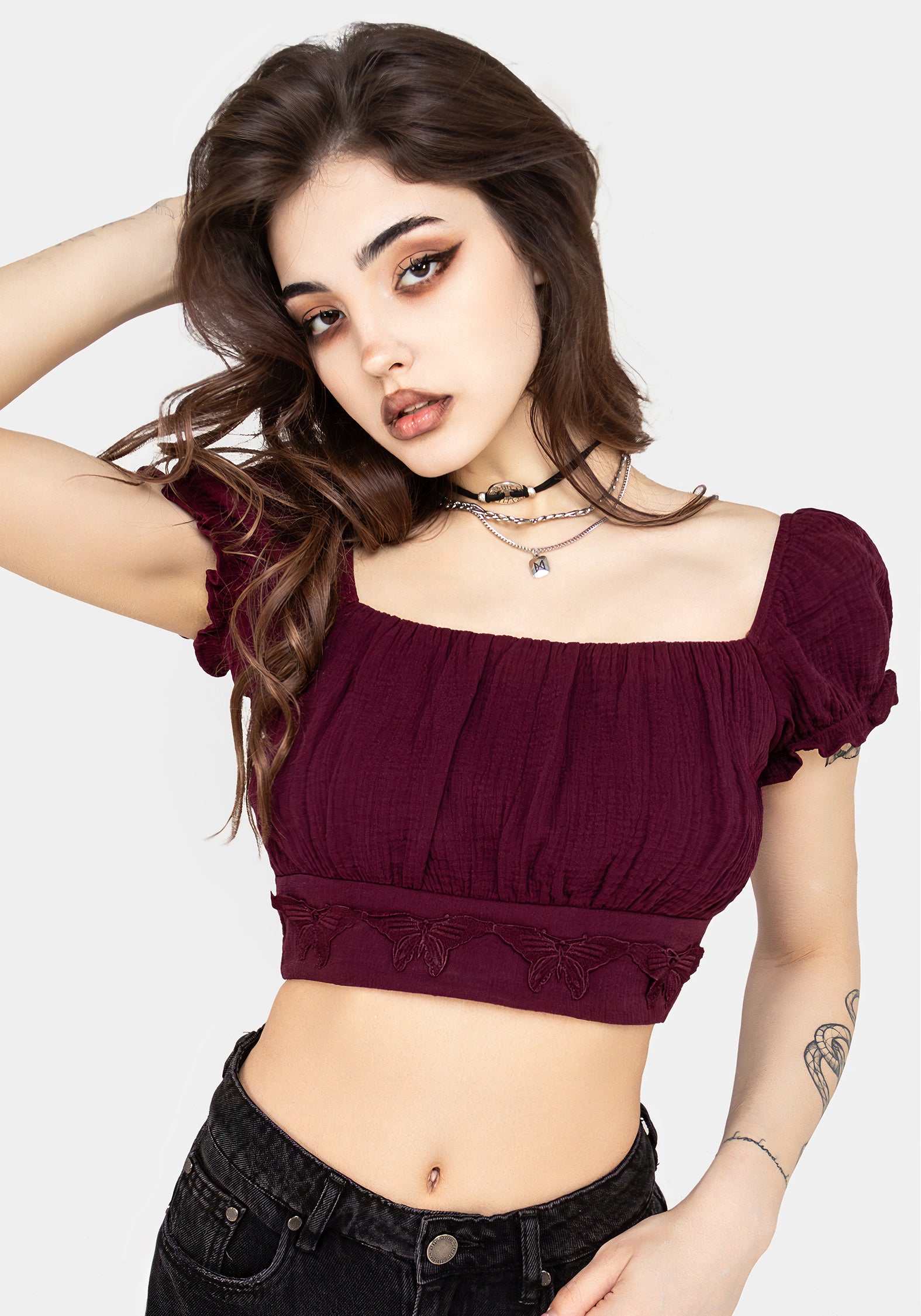 Trendy Psyche Textured Crop Top for Women | Soft & Stylish Summer Fashion | Perfect for Casual Outings, Beach Trips & Music Festivals