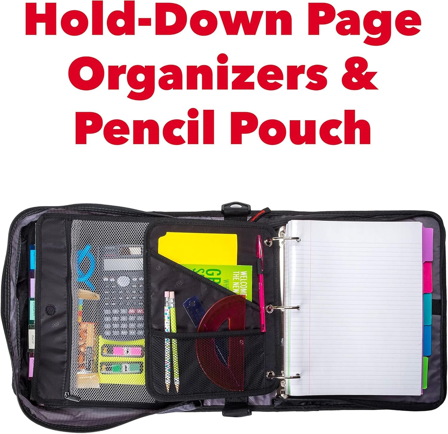 Case-it The Dual 2.0 Zipper Binder Backpack - 6 Pack Black - 800 Sheet Capacity with 5 Subject File Folder & Multiple Pockets - Includes Shoulder Strap & 2 Inch D-Rings - Perfect for School, College, Office & Travel Organization