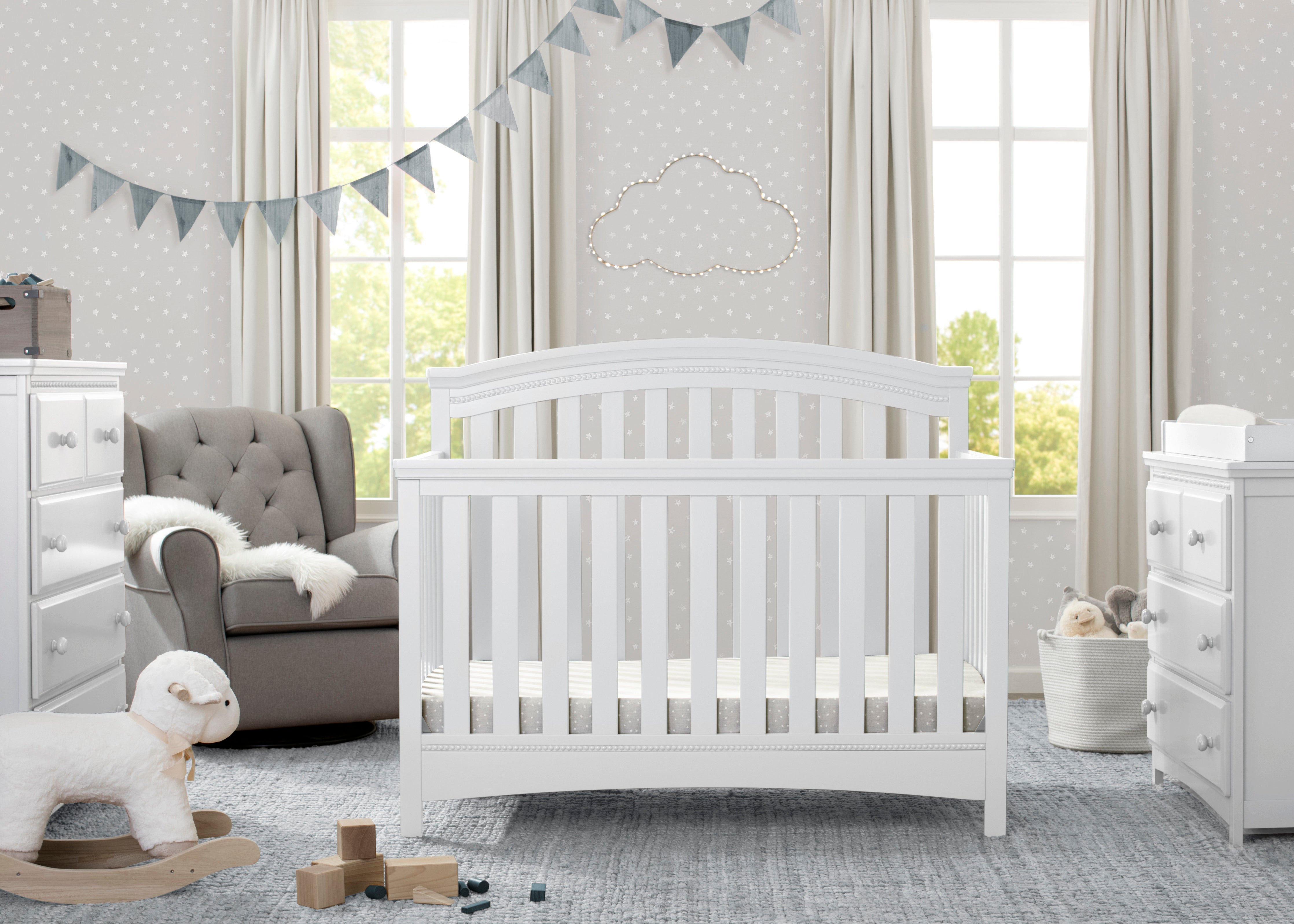 Emerson 4-in-1 Convertible Baby Crib to Toddler Bed - Safe & Adjustable Wooden Crib for Nursery - Perfect for Newborns, Infants & Growing Kids