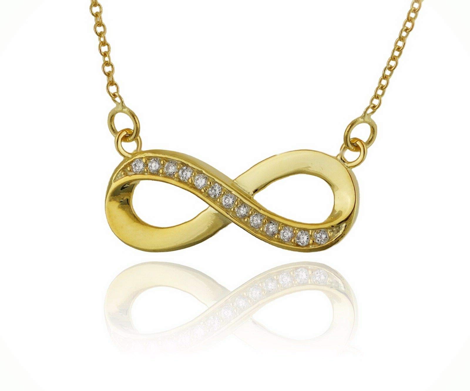 Gold & Silver Infinity Statement Chunky Pendant Rhinestone Necklace for Women - Elegant Forever Love Jewelry Gift for Anniversary, Valentine's Day & Special Occasions