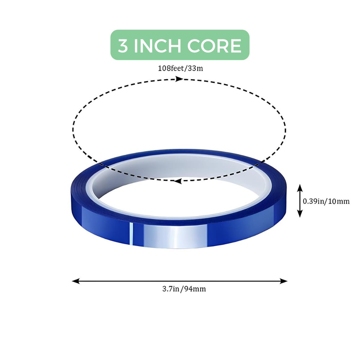 Echomerx 10mm x 33m (108 ft) Blue High Temperature Resistant Tape - 3