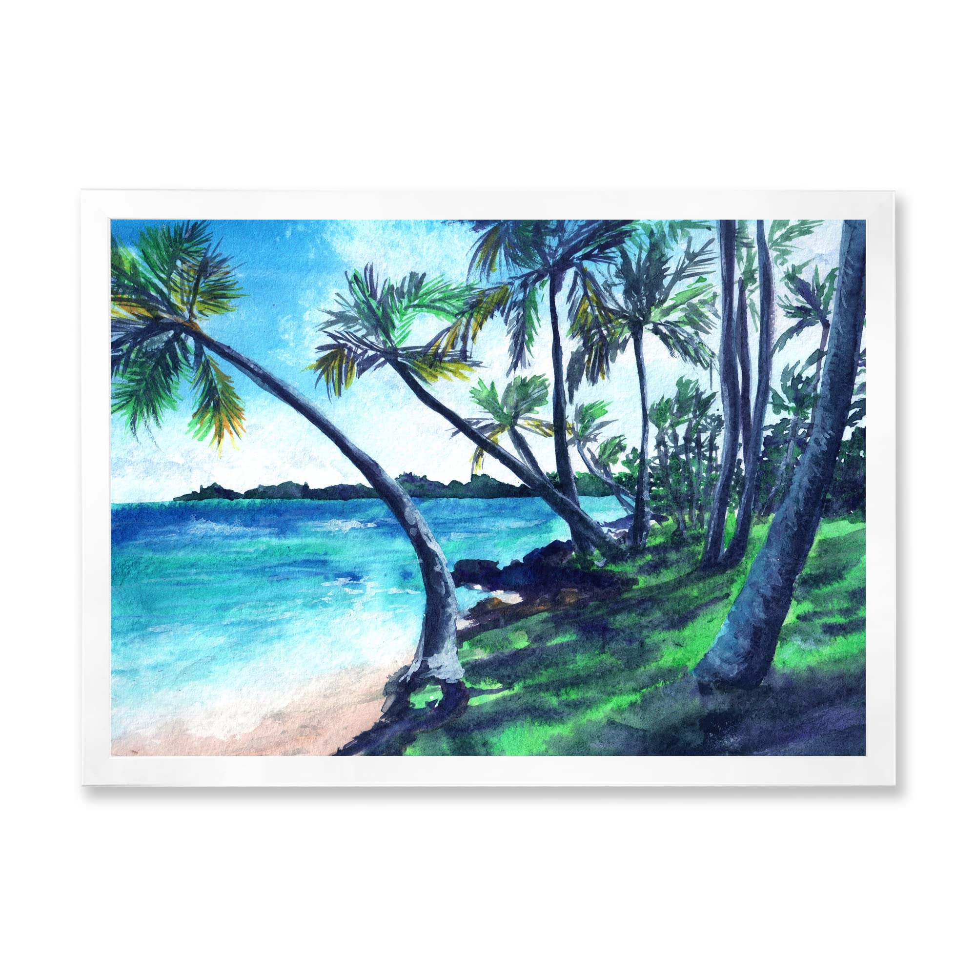 Tropical Beach Wall Art - Summer Paradise Coastal Framed Print for Home & Office Decor | Perfect for Living Room, Bedroom, Beach House & Vacation Rental Decorations