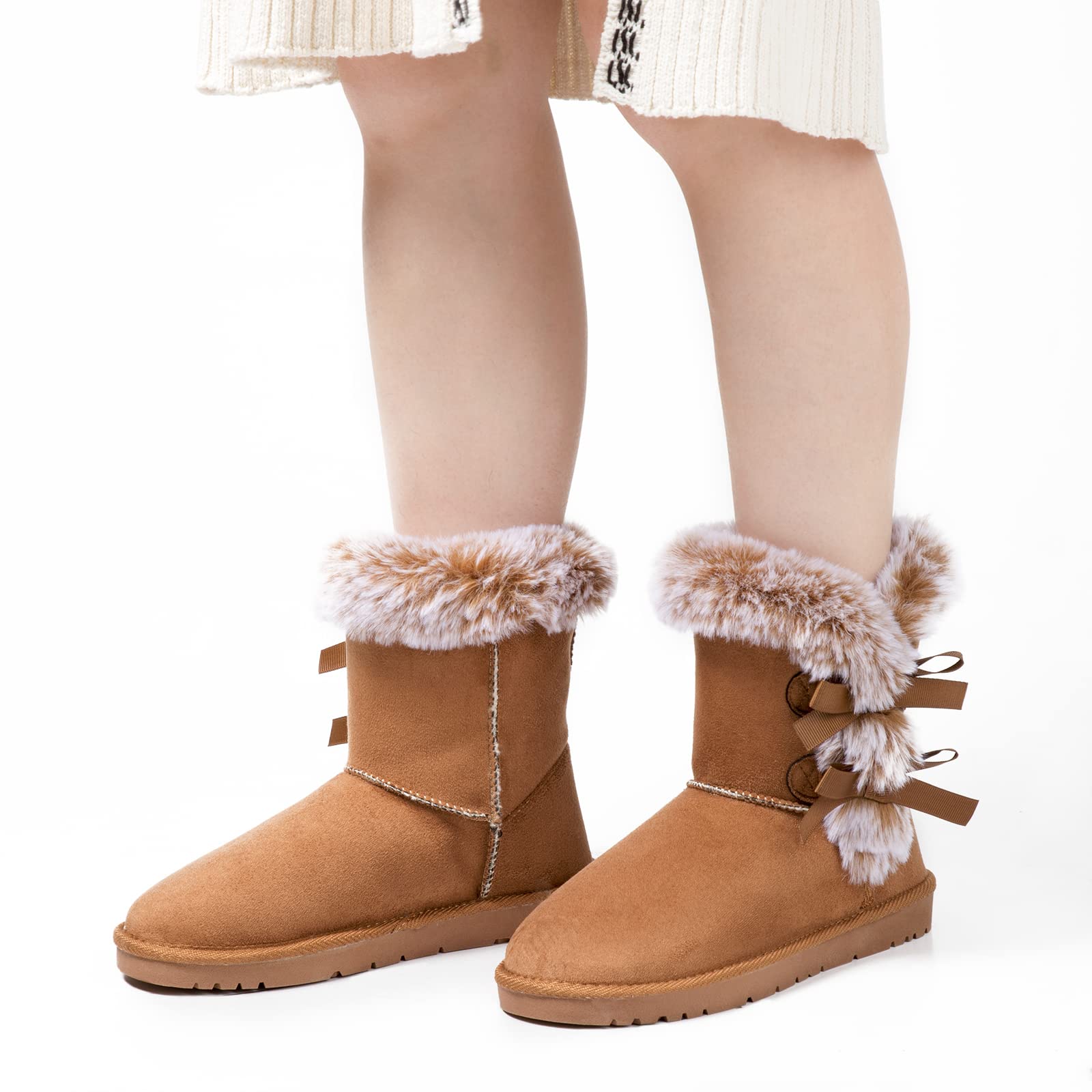 WFL Women's Winter Snow Boots - Classic Mid-Calf Waterproof Boots with Warm Fur Lining | Fashionable Cold Weather Footwear for Snowy Days, Outdoor Activities & Winter Fashion