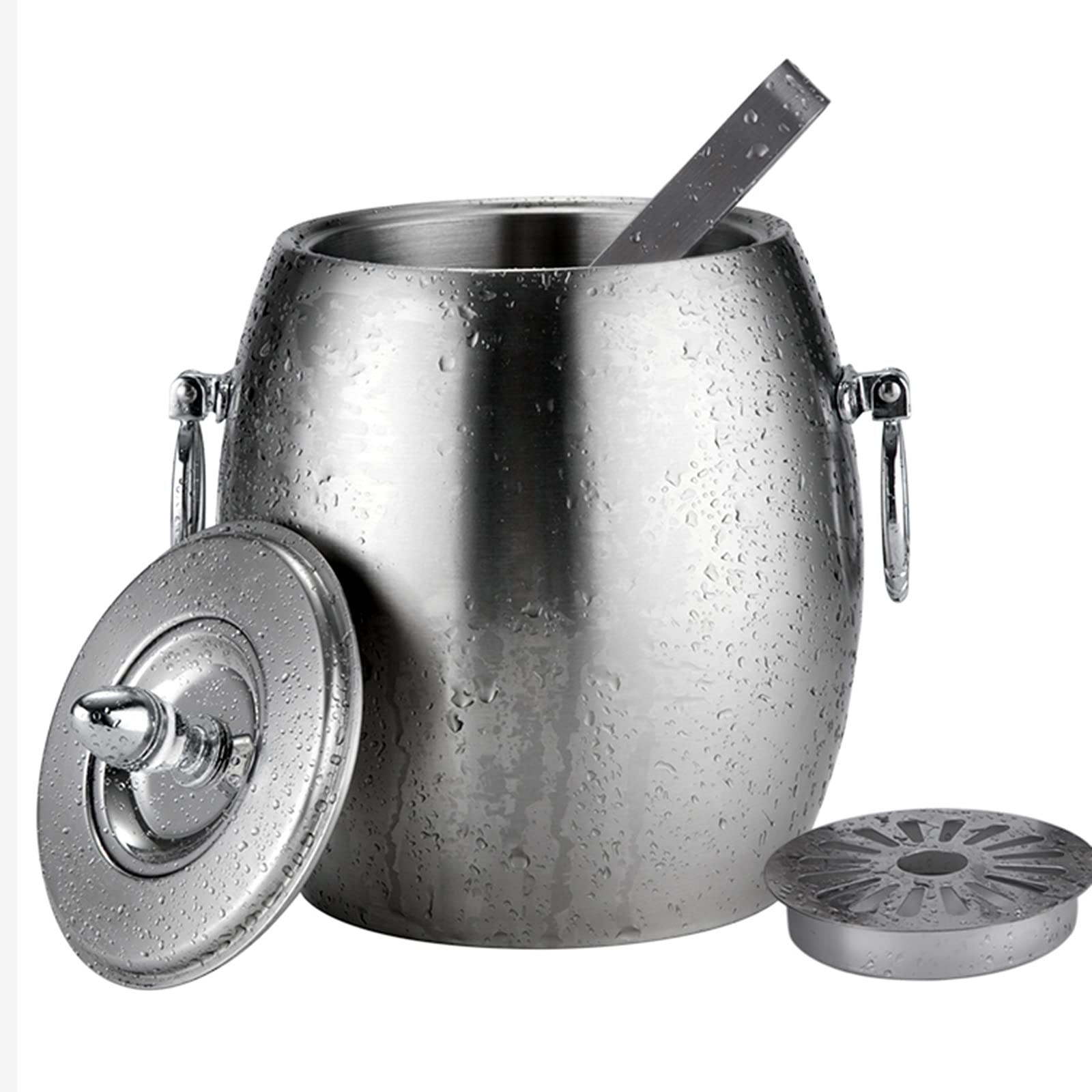 Premium Double Layer Stainless Steel Ice Bucket with Lid & Tongs - 1L Capacity, Leak-Proof Design for Champagne, Wine & Beverage Chilling - Perfect for Home Bars, Parties, Outdoor Gatherings & Wedding Receptions