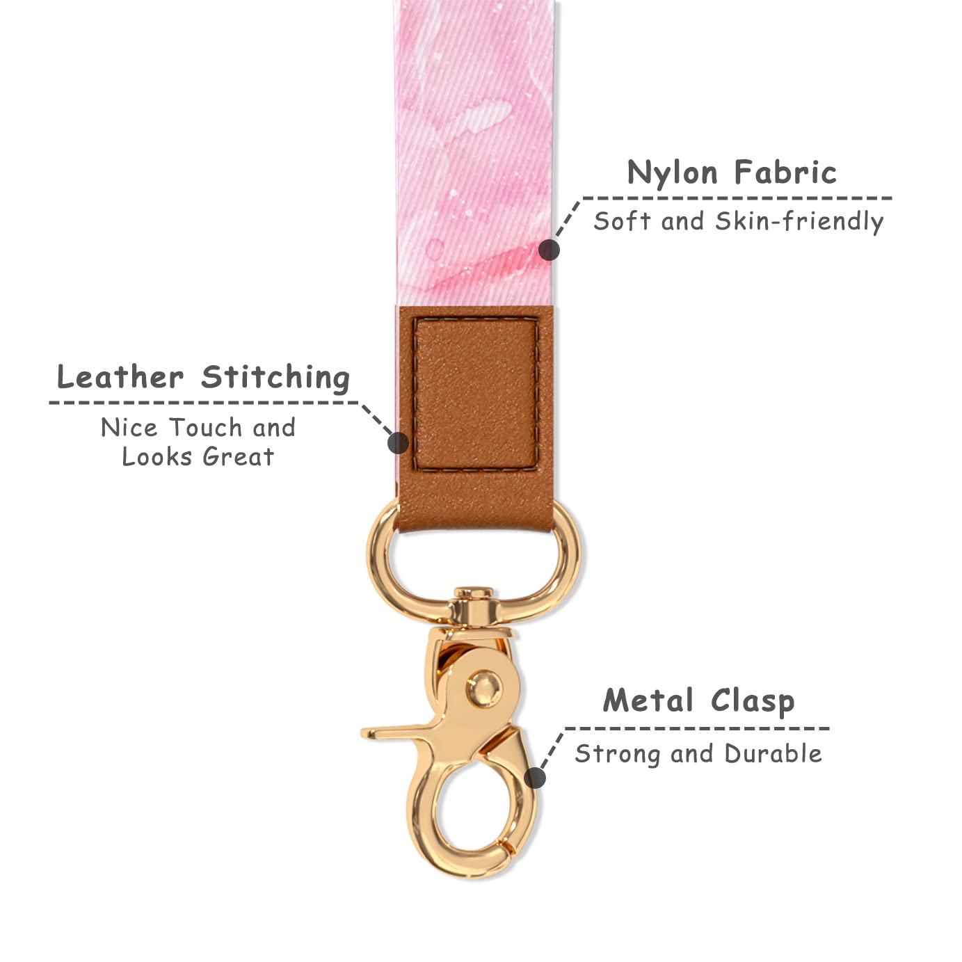 Stylish Wrist Lanyard Keychain for Women & Men - Secure Holder for Car Keys, ID Badges, Cards, Wallet & Phone - Perfect for Work, Travel & Outdoor Activities