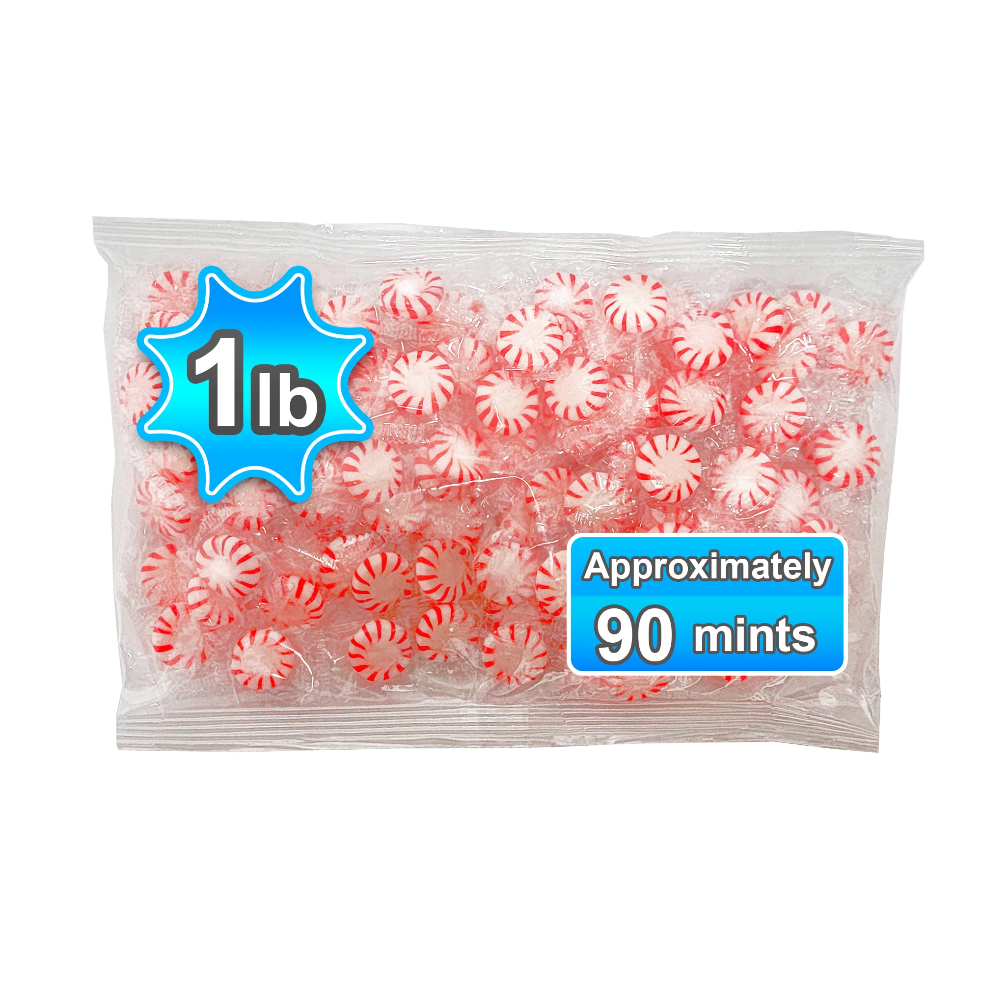 Premium Starlight Peppermint Hard Candy - Individually Wrapped Mints with Real Peppermint Oil, 1lb Bulk Bag - Perfect for Office, Parties, Christmas Gifts & Holiday Gatherings - Fresh Breath Candy for After Meals & Social Events