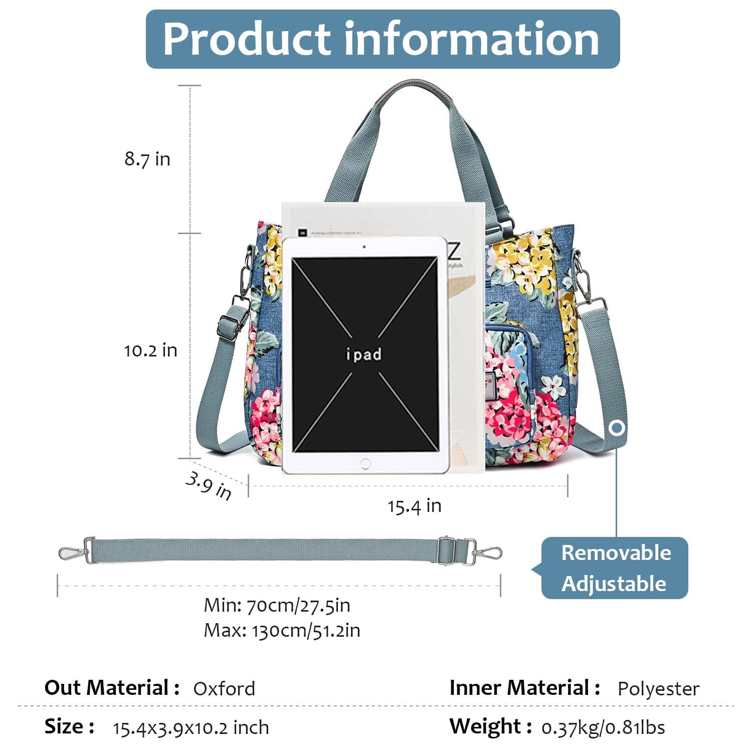 Waterproof Nylon Women's Utility Tote Bag with Multiple Pockets - Durable Shoulder Purse for Teachers, Nurses & Professionals - Perfect for Work, Travel & Everyday Use