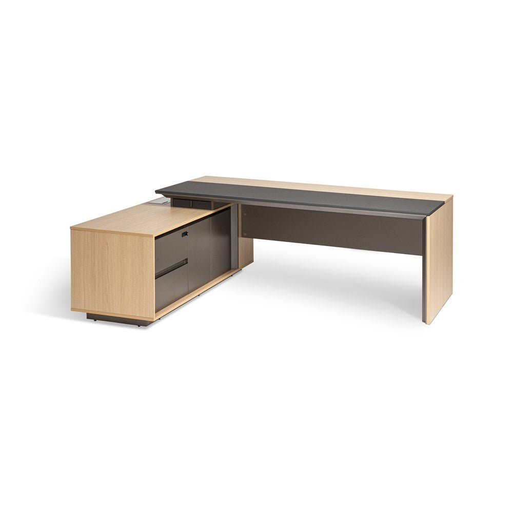 Premium Mobel Maxim Executive Desk with Side Cabinet - Modern Office Furniture for Home & Business Workspaces