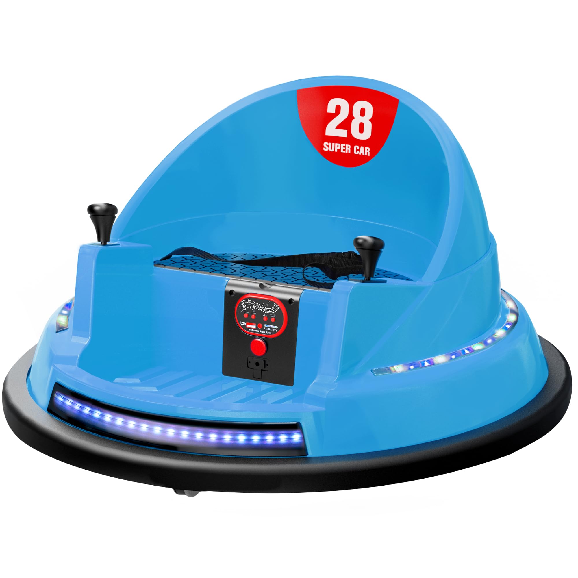 ROOMTEC 12V Kids Ride On Bumper Car with Remote Control - Safe 360° Spinning Toddler Electric Car with Flashing Lights & Music - Birthday Gift for Boys Girls Ages 1-3 (Blue) - Perfect for Indoor Playrooms, Backyard Fun & Birthday Parties