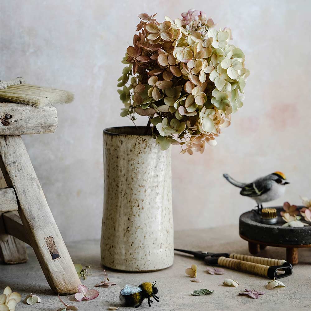 Handmade Brown Stoneware Cylinder Bud Vase - Perfect for Home Decor, Wedding Centerpieces & Floral Arrangements