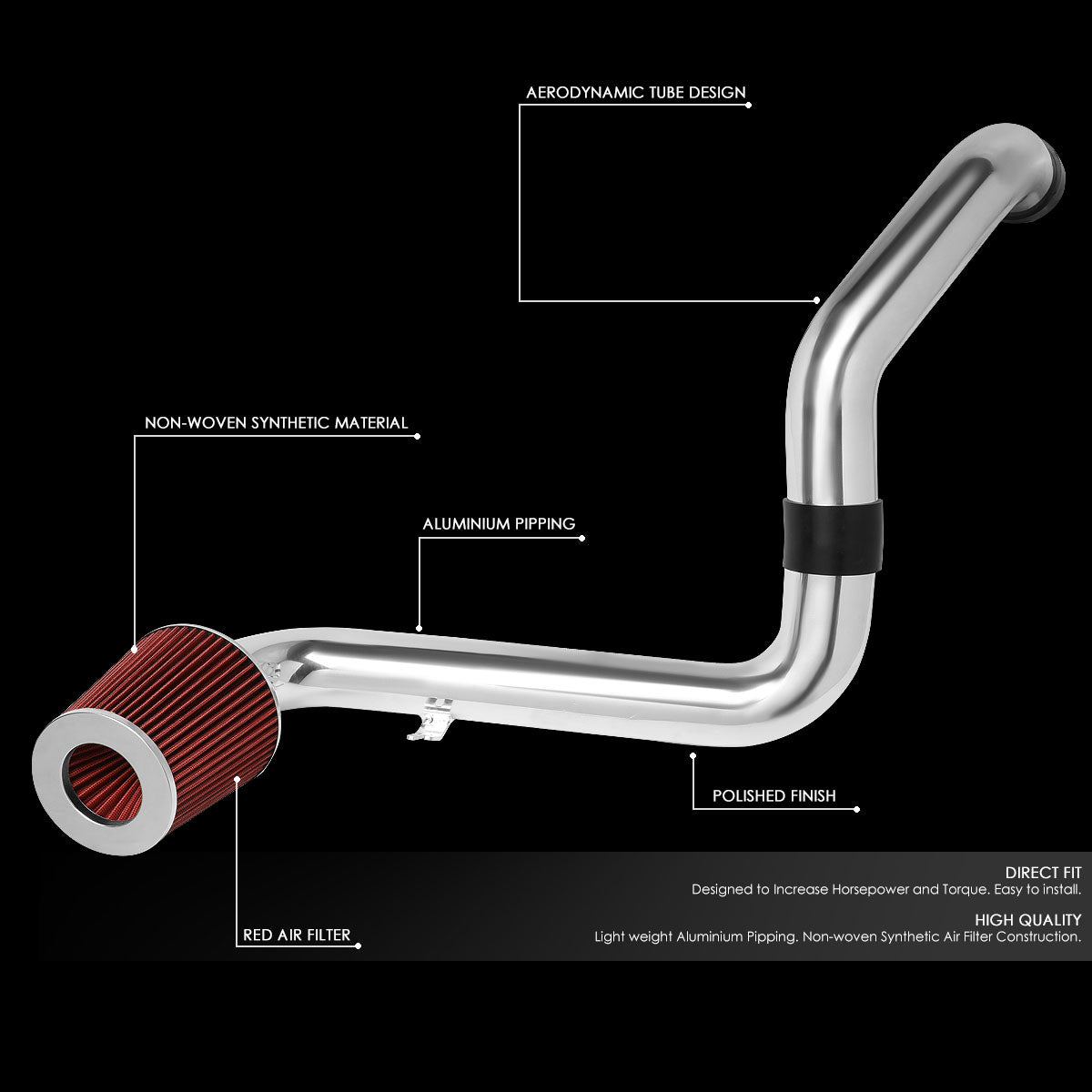 06-09 Honda S2000 Performance Aluminum Cold Air Intake System with Red Cone Air Filter - Improves Engine Power & Fuel Efficiency for Racing & Street Driving