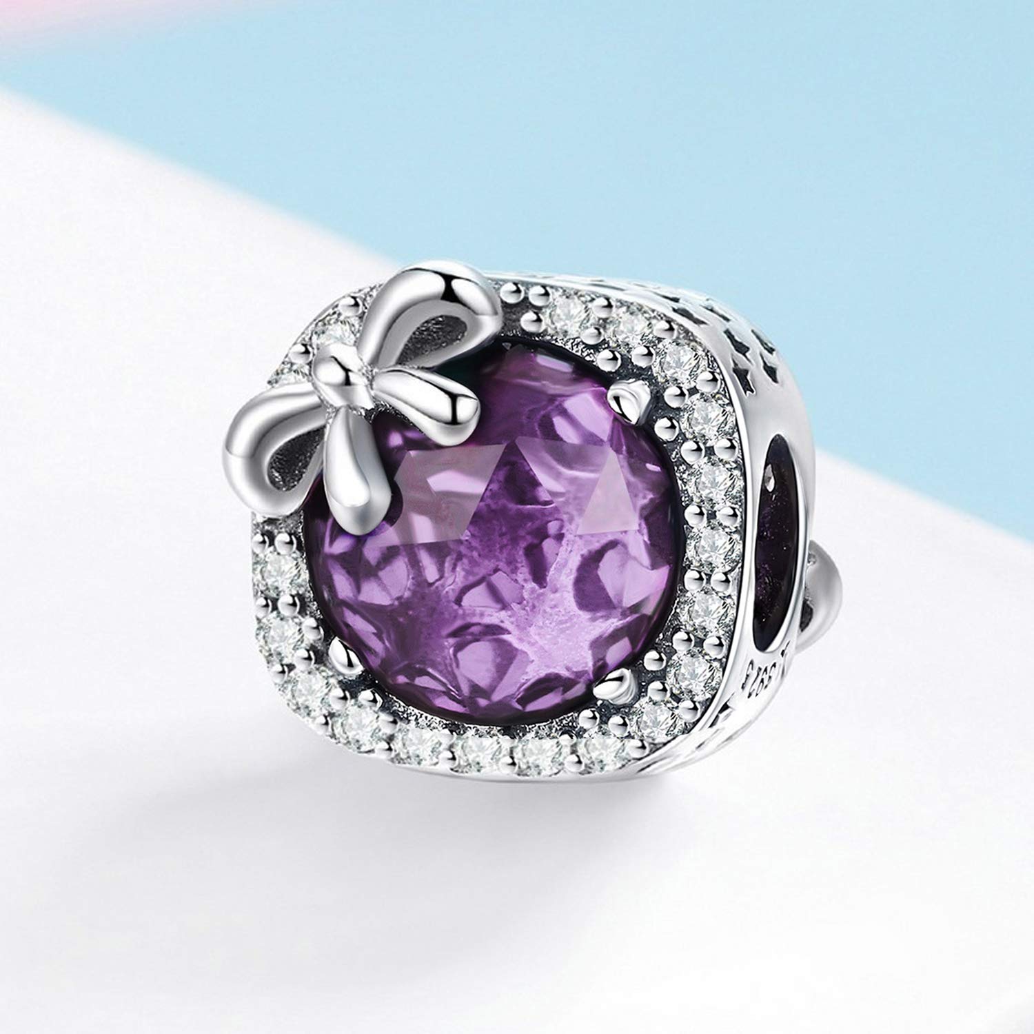 MUERDOU Birthstone Charm - Elegant Bowknot Crystal Pendant for Bracelets & Necklaces | Perfect Birthday Gift, Personalized Jewelry for Women | Ideal for Anniversaries, Mother's Day & Special Occasions