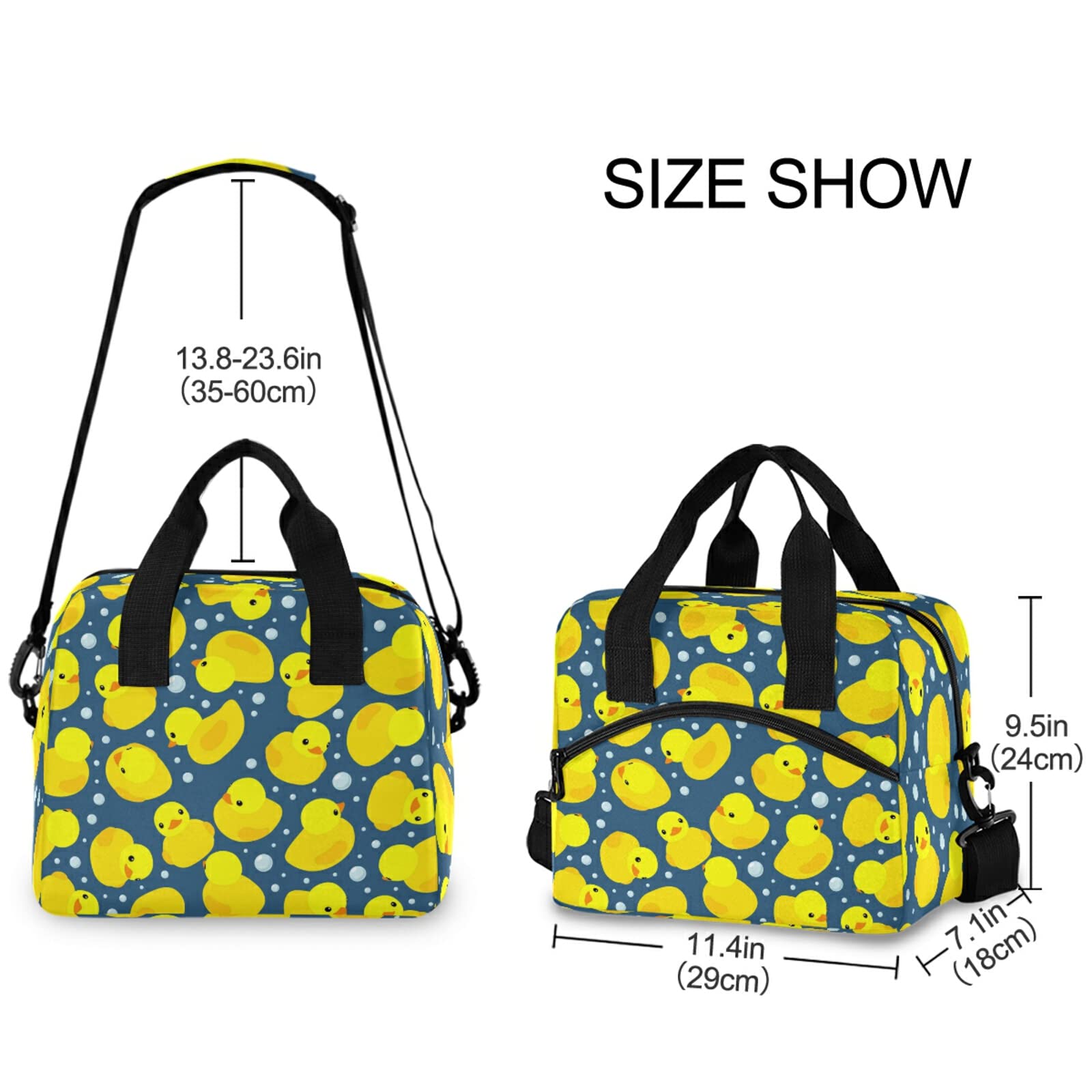 Reusable Insulated Lunch Box with Adjustable Shoulder Straps - CBBYY Rubber Ducks Lunch Bags for Women & Men, Perfect for Work, Picnic, School & Outdoor Activities