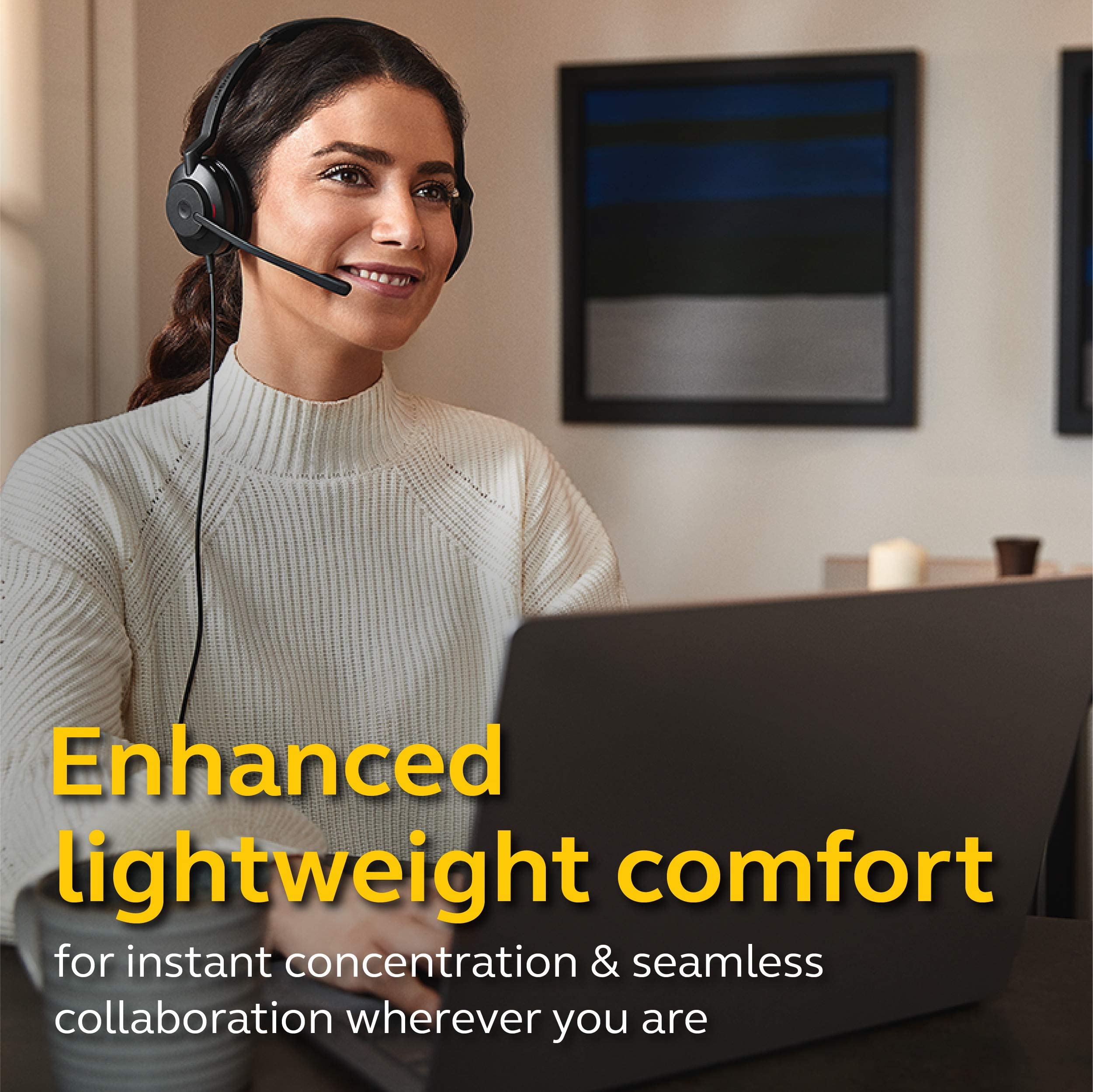 Jabra Evolve2 30 UC Wired USB-C Stereo Headset with Dual Microphones - Lightweight Office Headphones for Clear Calls & Superior Comfort (Renewed, Black) - Perfect for Remote Work, Call Centers & Business Communications