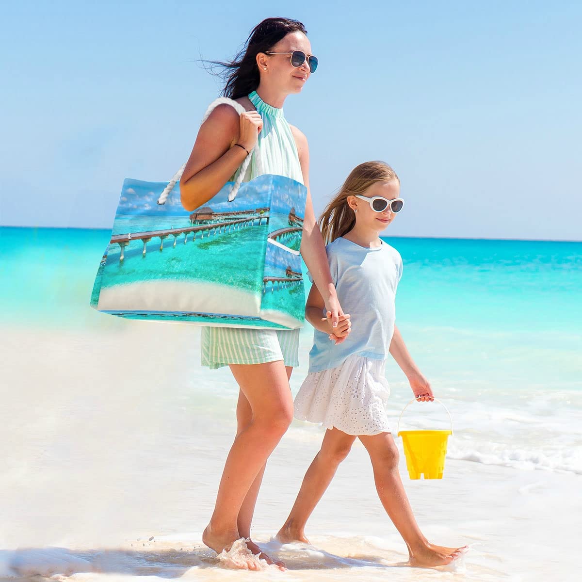 Senya Large Canvas Beach Tote Bag - Water Resistant Shoulder Bag for Women, Gym, Travel & Daily Use | Perfect for Pool, Shopping & Weekend Getaways