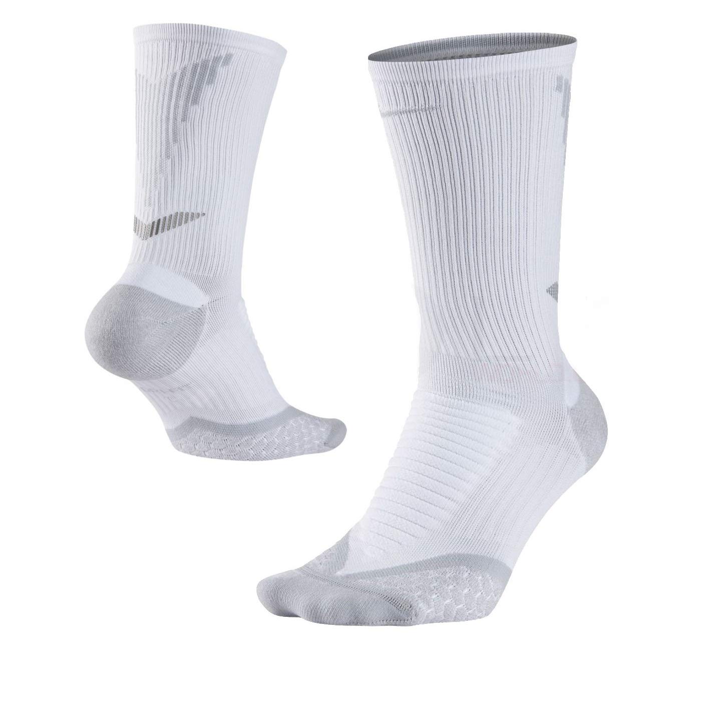 Nike Men's Elite 2.0 Cushioned Crew Golf Socks - White/Gray - X-Large (12-13.5) - Moisture Wicking & Arch Support for Comfortable Golfing & Sports Activities