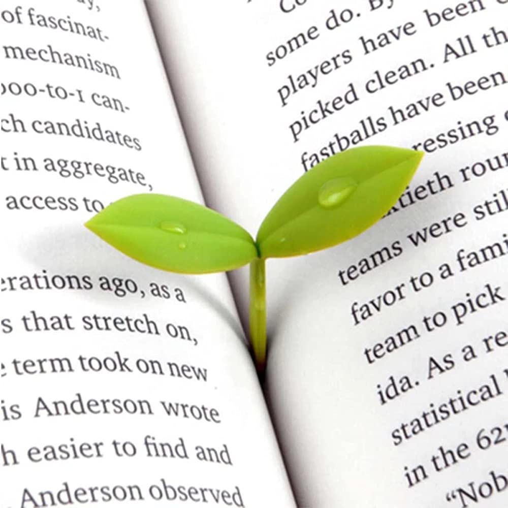 Shiyi Mini Green Sprout Silicone Bookmark - Cute Grass Bud Design for Book Lovers & Readers - Perfect Novelty Gift for Bookworms - Great for Reading, Studying & Book Collections (Green, AMF5X079RGUS)