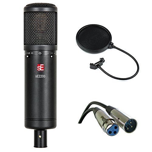 SE Electronics sE2200 Cardioid Condenser Microphone Kit - Professional Studio Recording Mic with Isolation Mount, XLR Cable & Pop Filter for Vocals, Podcasting & Music Production