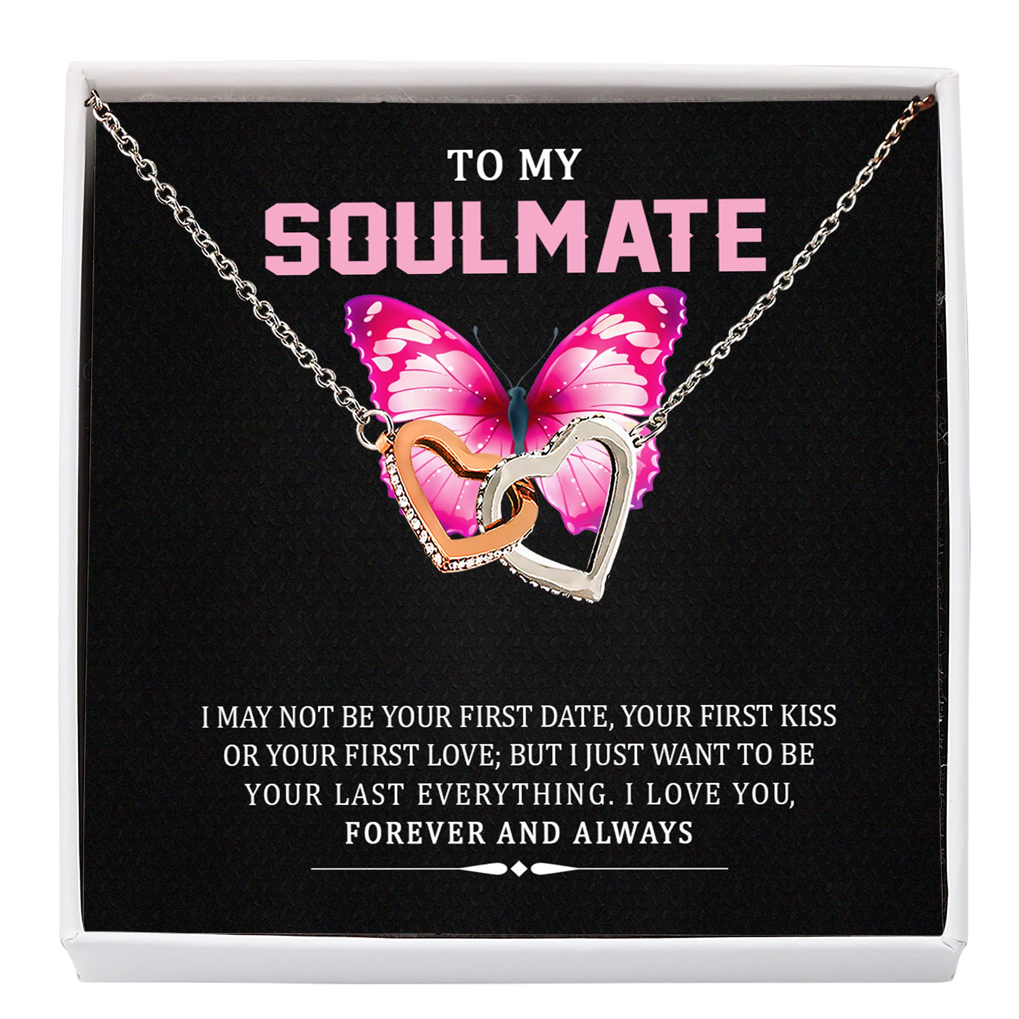To My Soulmate Necklace - Romantic Jewelry Gift for Her, Birthday, Anniversary & Valentine's Day - Engraved Message Card & Gift Box Included - Perfect for Wife, Girlfriend or Special Someone