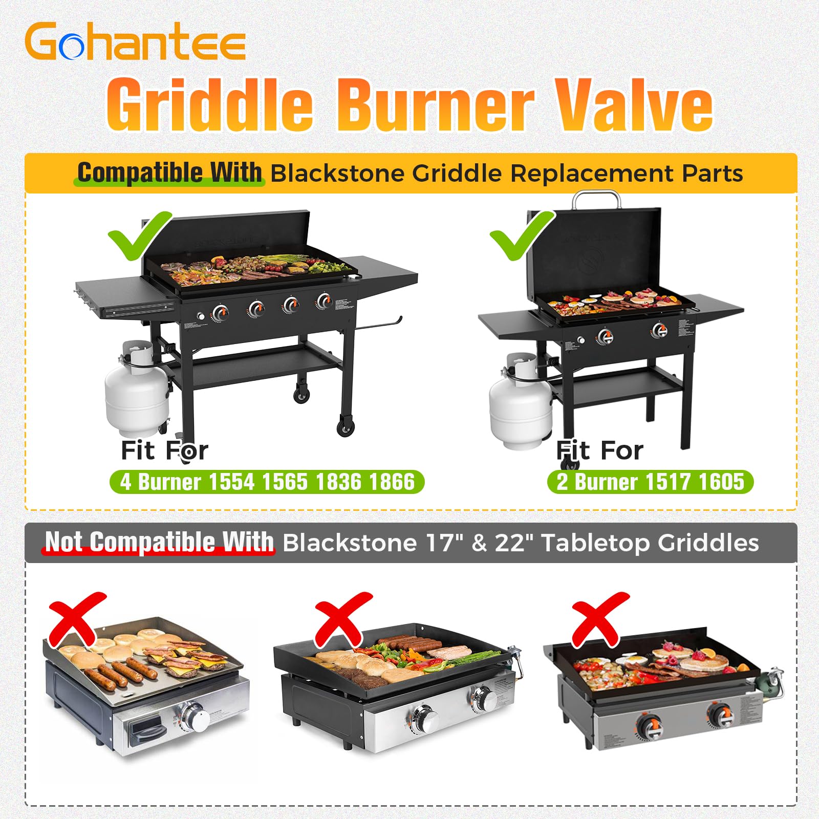 Blackstone 36 Gas Grill Griddle Replacement Burner Valve - 2 Pack - Compatible with Blackstone 1554 Model - Perfect for Outdoor Cooking, Camping & Backyard BBQs