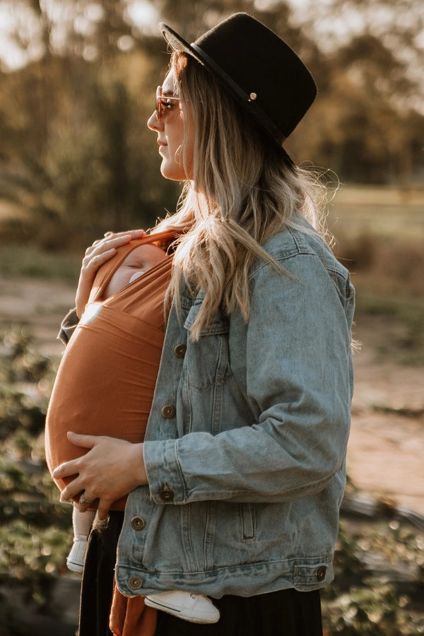 VIXSA Baby Wrap Carrier - Soft & Breathable Infant Sling for Newborn to Toddler (Chestnut Brown) - Perfect for Hands-Free Parenting, Shopping & Outdoor Adventures