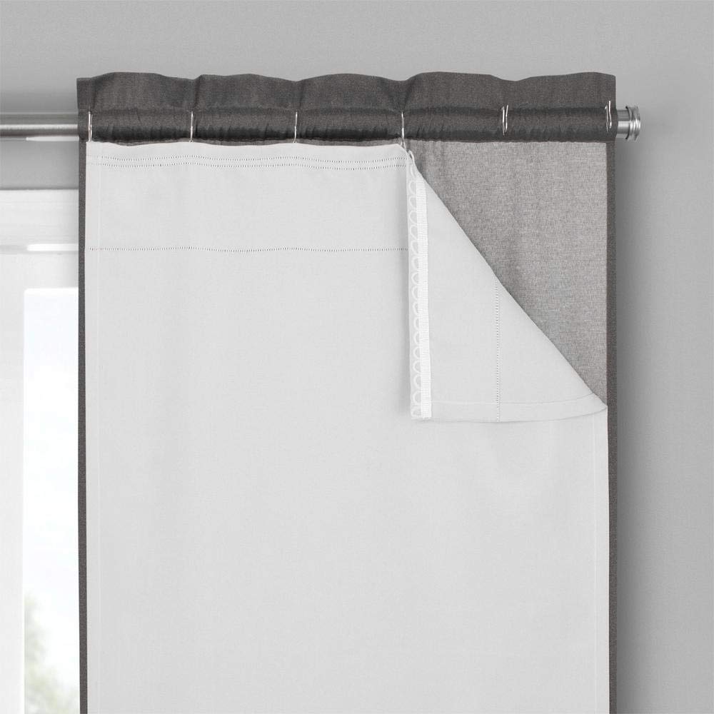 ECLIPSE Blackout Thermal Curtain Liner for Windows - Minimalist Solid White (2 Panels, 27x60 Inches) with Drapery Hooks - Energy Efficient Room Darkening for Bedroom, Living Room & Home Theater