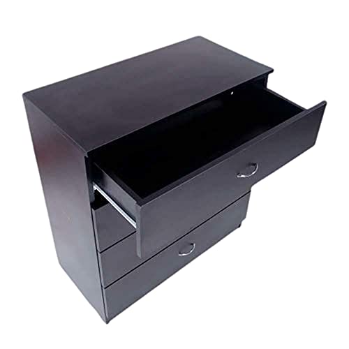 4 Drawer Chest Cabinet - Black Wooden Dresser for Clothes Storage & Bedroom Organization | Perfect for Bedroom, Closet & Home Office