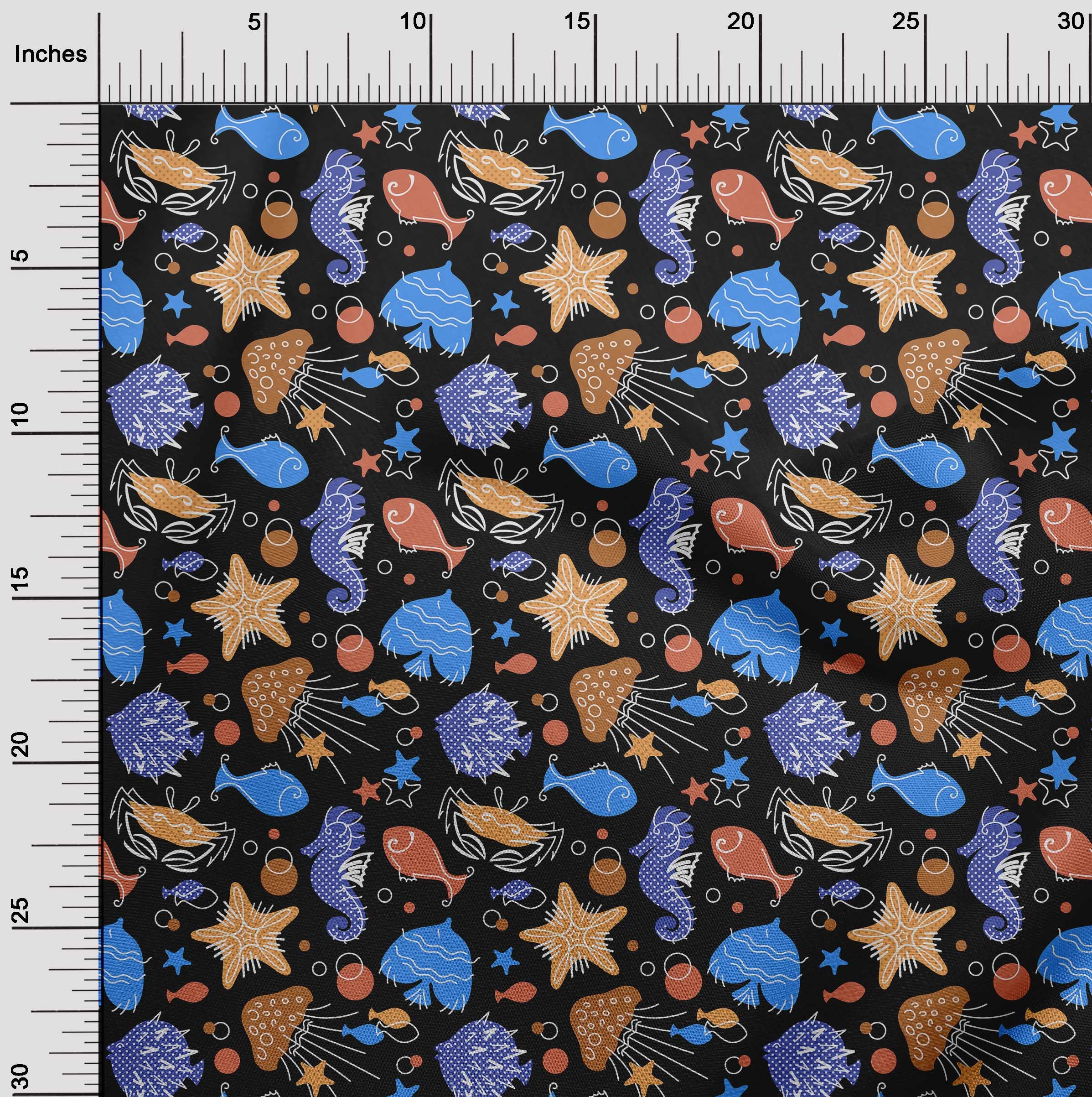 oneOone Rayon Black Fabric for Beachwear - 56 Inch Wide Printed DIY Sewing Material by The Yard | Perfect for Summer Dresses, Swim Cover-Ups & Boho Clothing Projects