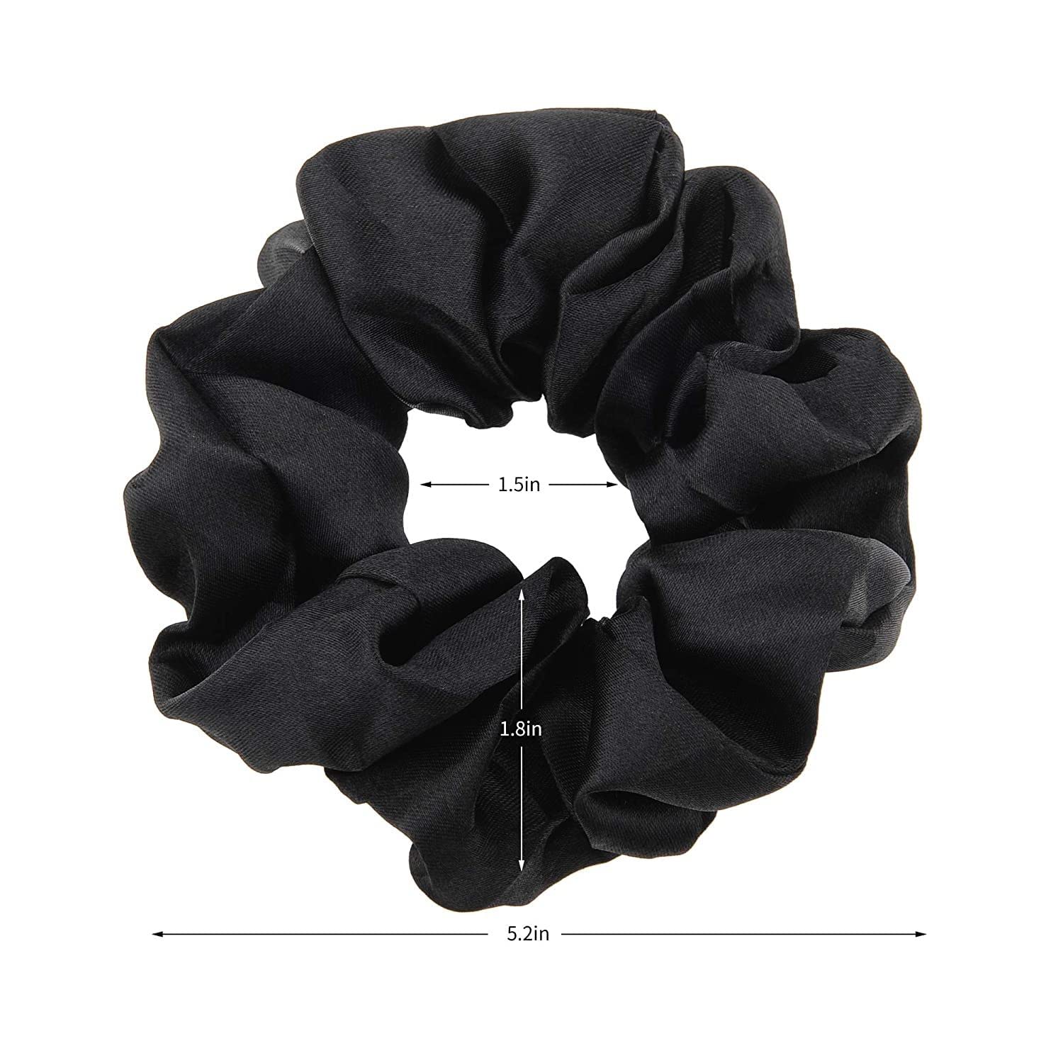 FAMEZA 10 Pcs Black Satin Hair Scrunchies - Soft Elastic Hair Bands for Women & Girls - No Damage Hair Ties for Ponytails, Buns & Braids - Perfect Hair Accessories for Work, Gym & Everyday Use