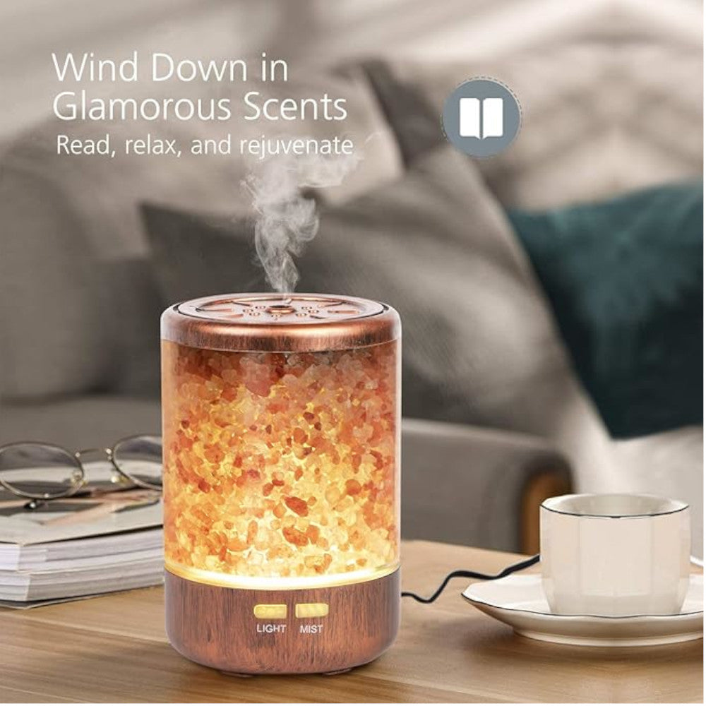 Himalayan Salt Lamp with Essential Oil Diffuser & Cool Mist Humidifier - 3-in-1 Aromatherapy for Home, Office, Yoga & Meditation - Natural Air Purifier & Relaxation Gift