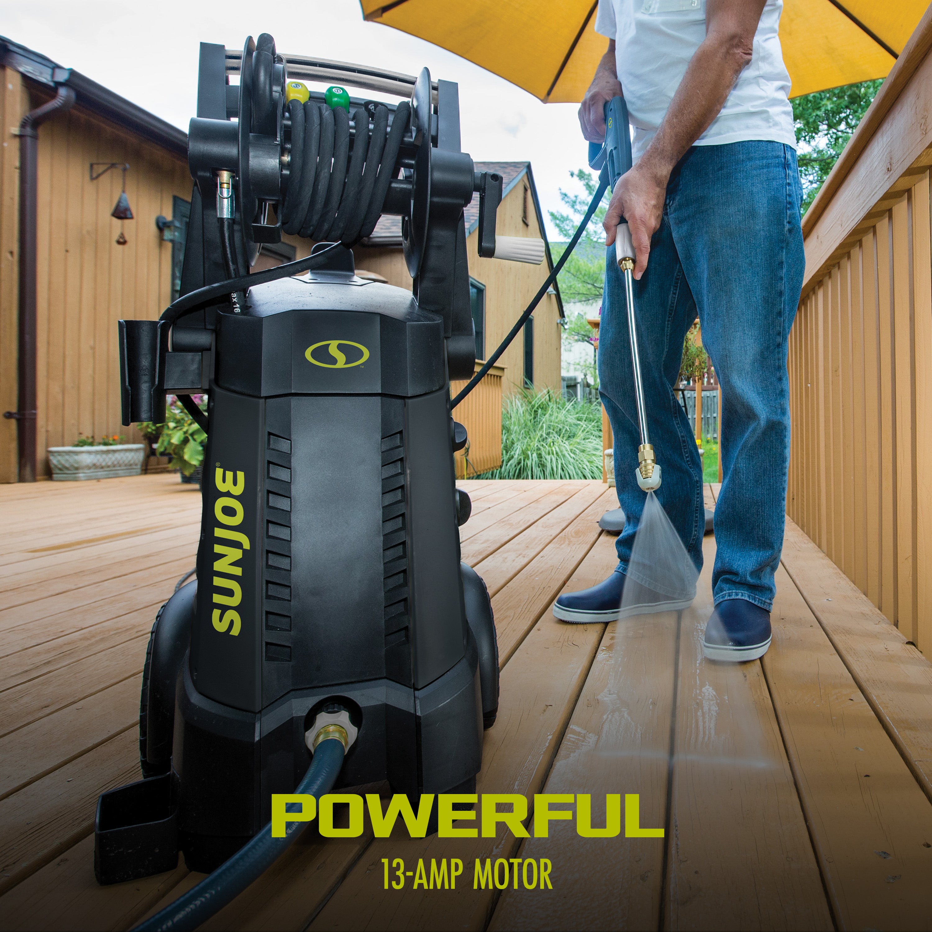 Sun Joe SPX3001 2030 PSI Electric Pressure Washer - 1.2 GPM, 13 Amp Motor with High Pressure Hose Reel & XL Detergent Tank | Ideal for Home Cleaning, Driveway Washing, Deck Maintenance & Outdoor Surface Cleaning