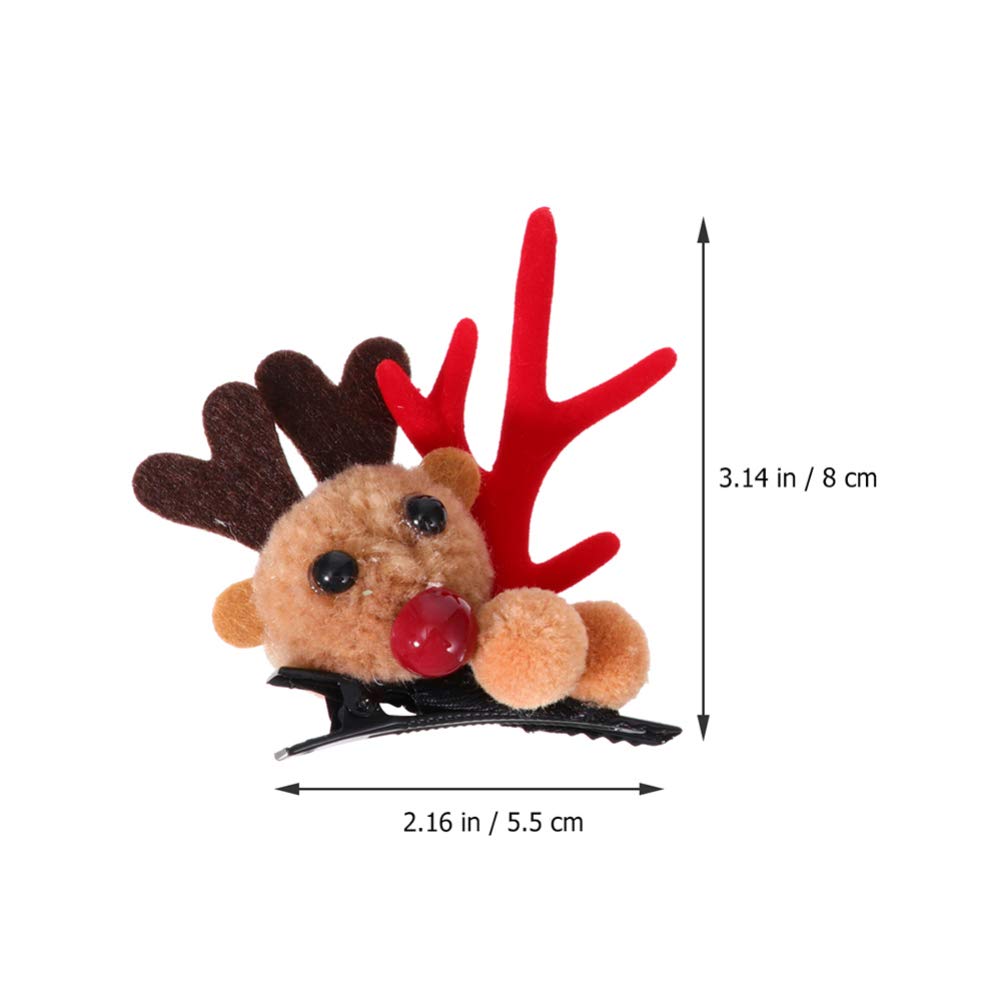 2 Pairs Christmas Antlers Hair Clips with Pine Cone & Mushroom Plush Balls - Festive Holiday Hair Accessories for Women, Men & Kids - Perfect for Xmas Parties, Family Gatherings & Holiday Photos
