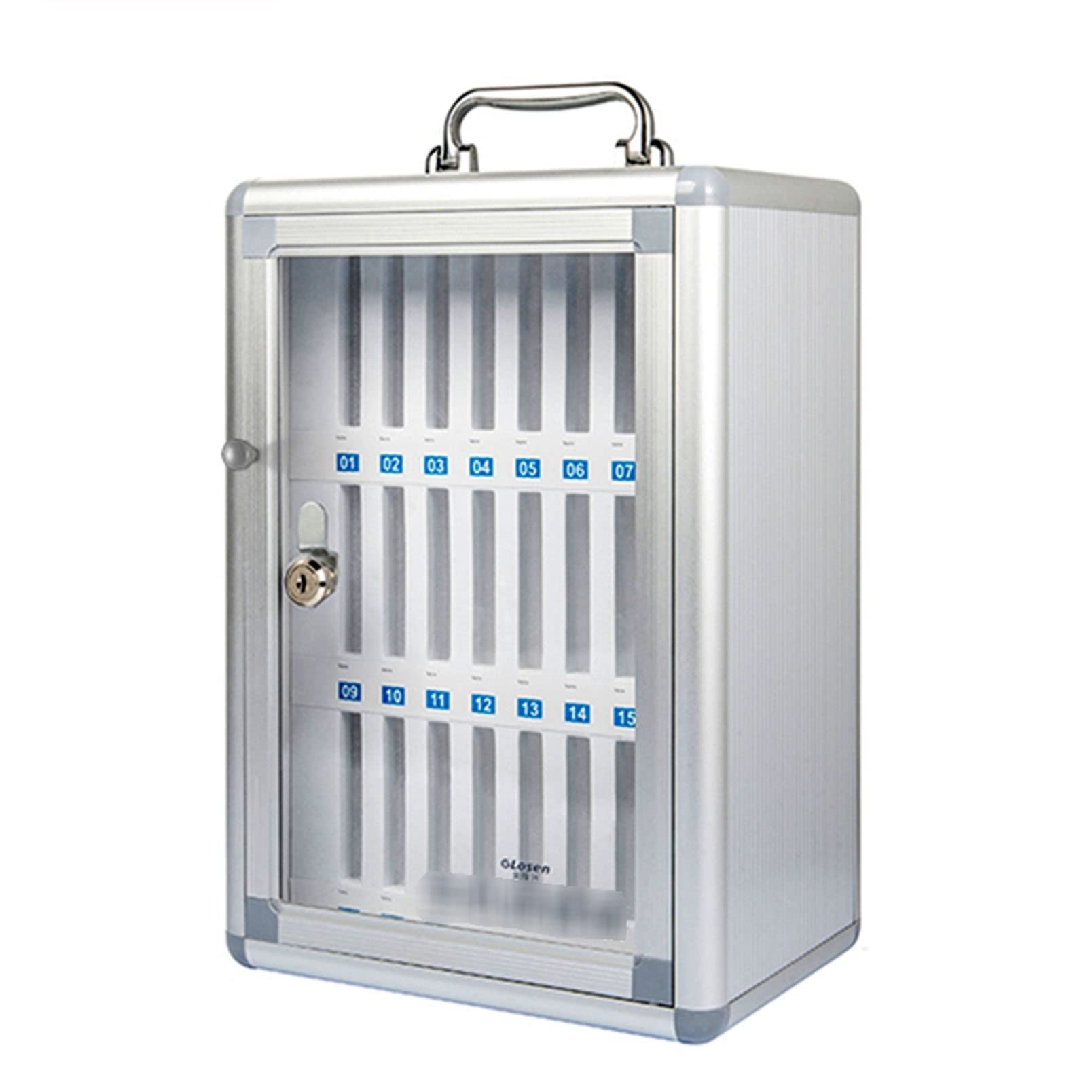 12/24/36/48/60 Slots Aluminum Alloy Phone Storage Box - Durable Metal Mobile Phone Organizer & Locker for Retail Stores, Salons, Offices (Color Options: 24,60) - Perfect for Displaying & Securing Smartphones in Shops & Workplaces