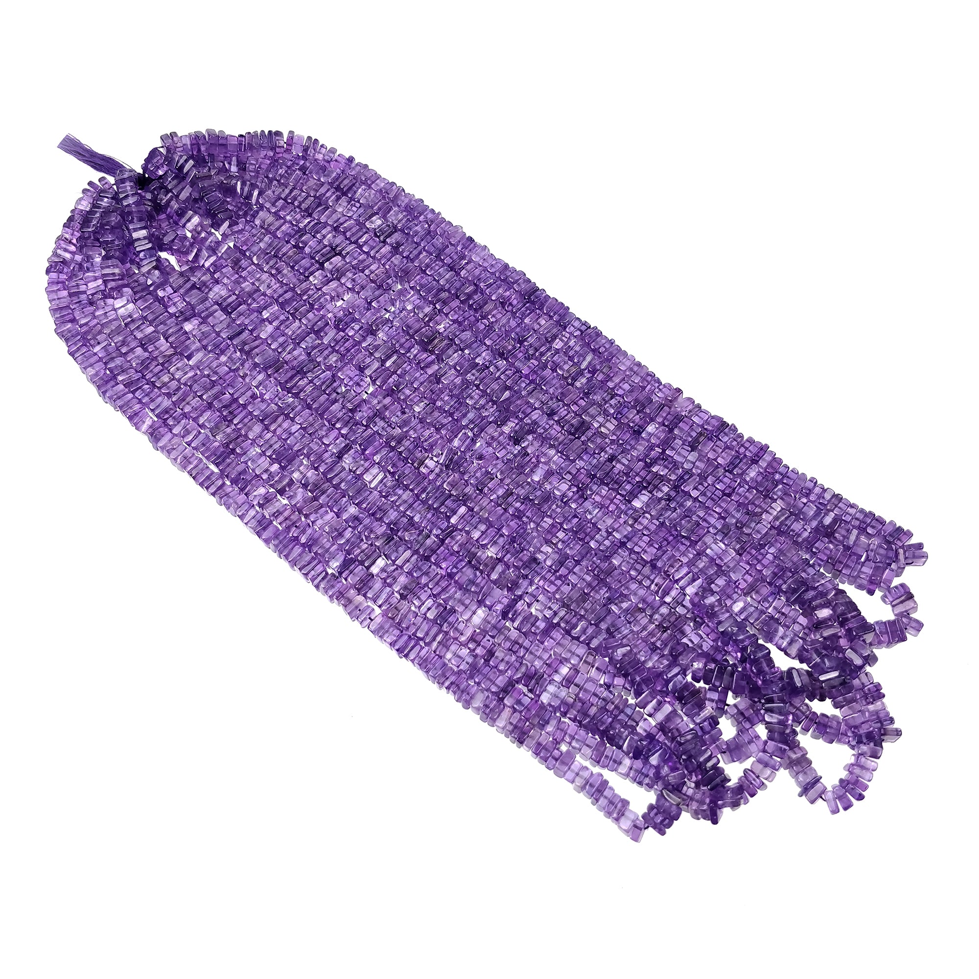 Natural Untreated Purple Amethyst Loose Square Heishe Beads - 17pcs Gemstone Beads for Jewelry Making, DIY Craft & Healing Crystal Bracelets