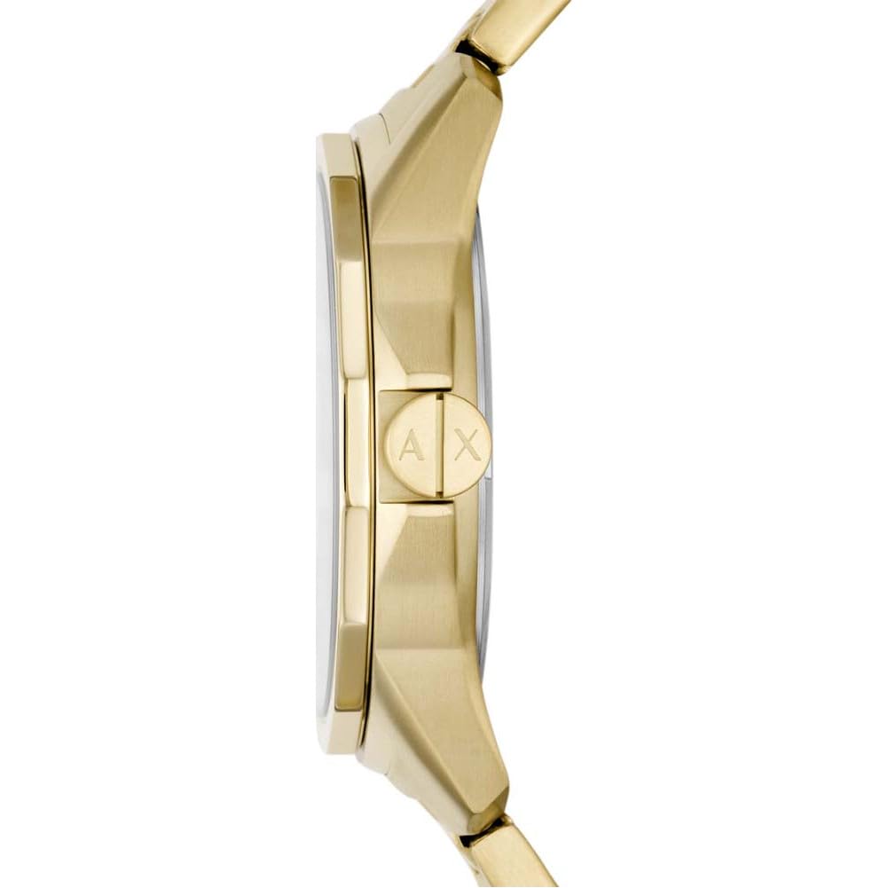Armani Exchange Men's Watch AX1734 - 44MM Gold Recycled Stainless Steel Case (50% Recycled), Stainless Steel Band, Three-Hand Movement | Perfect for Business, Casual Wear & Gift Giving