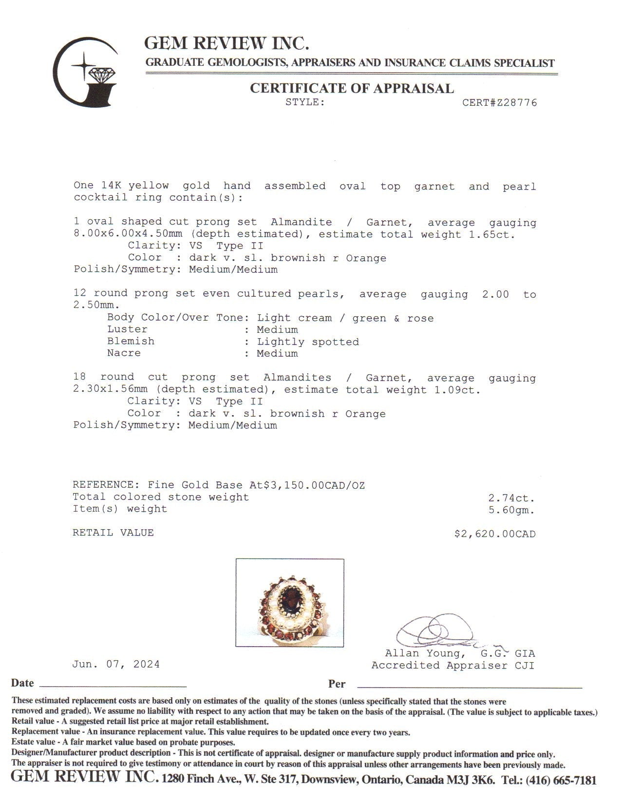 14K Yellow Gold Garnet & Pearl Ring - 2.74ctw Gemstone Jewelry, Size 4.5 (2.00-2.50mm) | Elegant Birthstone Gift for Women, Perfect for Valentine's Day, Anniversary & Special Occasions
