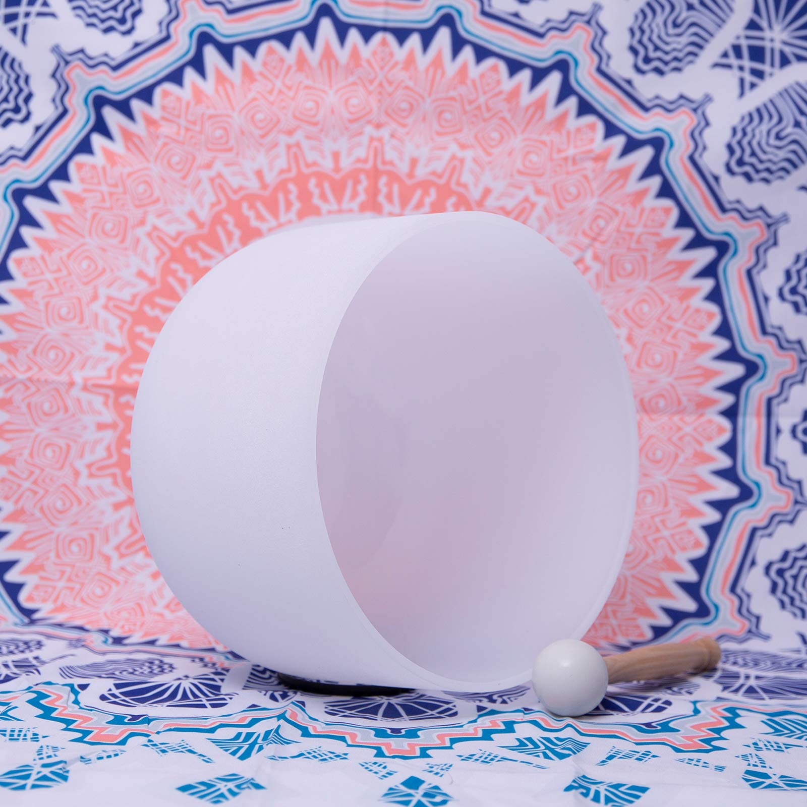 432Hz Perfect Pitch D Note Sacral Chakra Frosted Quartz Crystal Singing Bowl Set - 10 Inch with Mallet & O-Ring Included for Meditation, Sound Healing & Chakra Balancing